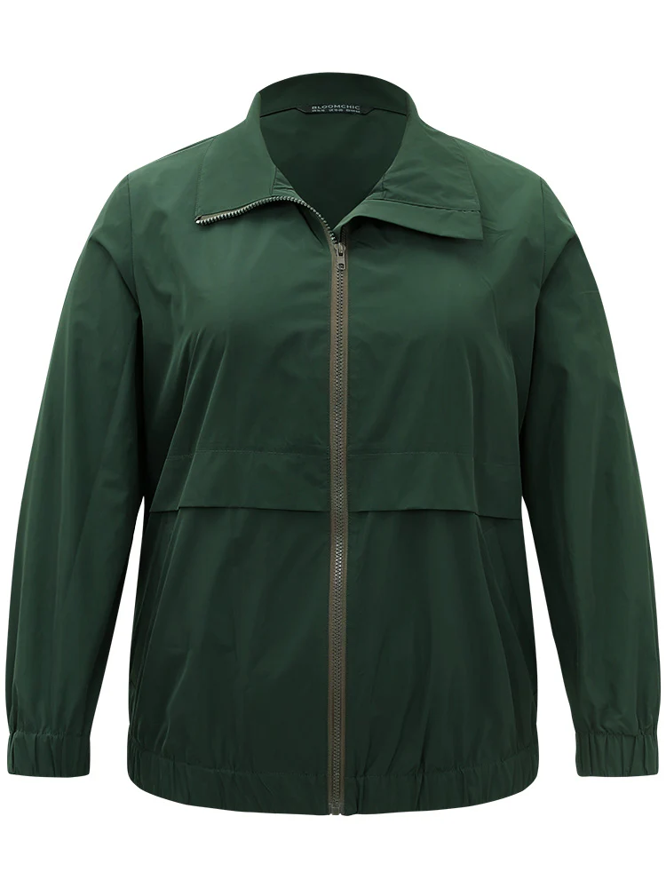 Wind-Resistant Plain Zipper Fly Pocket Jacket - Image 9
