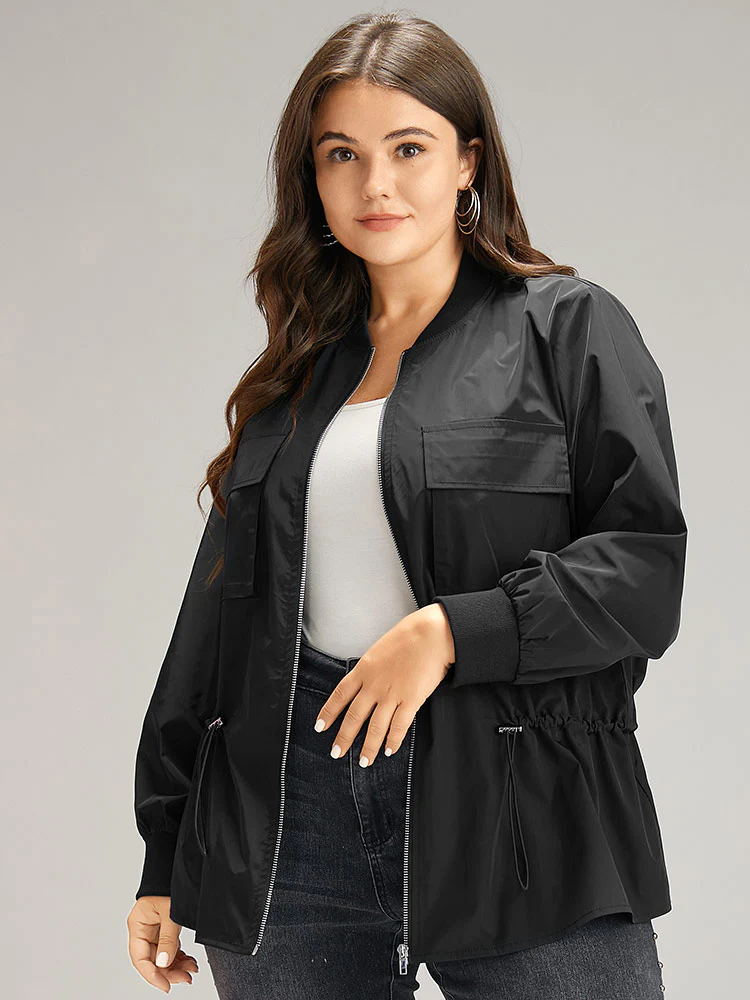 Wind-Resistant Zipper Fly Drawstring Jacket - Image 3