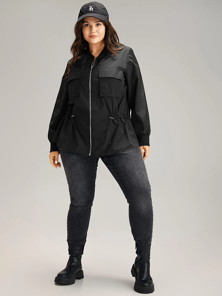 Wind-Resistant Zipper Fly Drawstring Jacket - Image 4