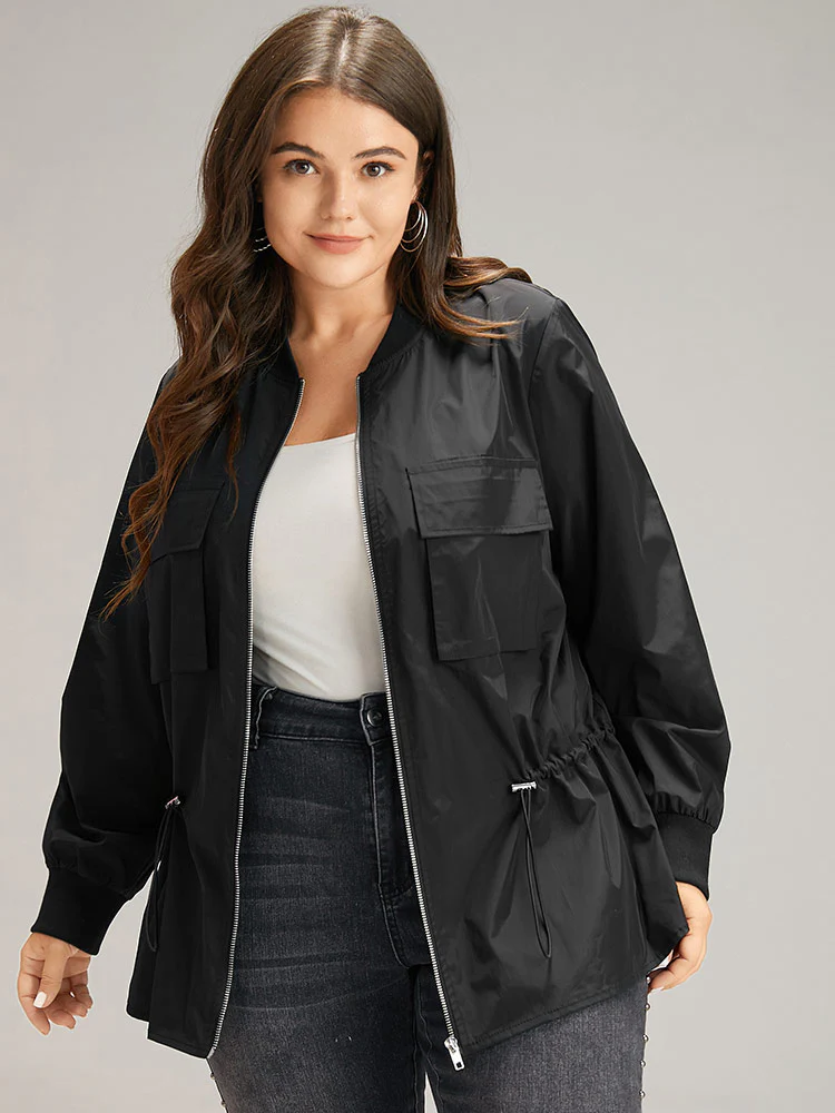 Wind-Resistant Zipper Fly Drawstring Jacket - Image 5