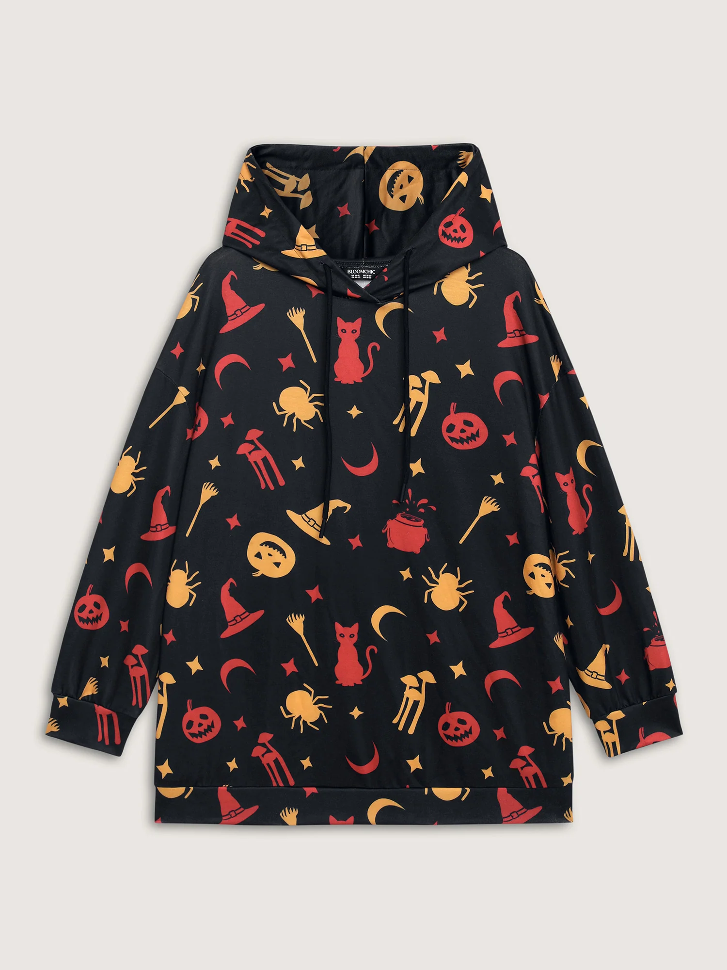 Witchy Pumpkin Print Neck Tie Hoodie - Image 7