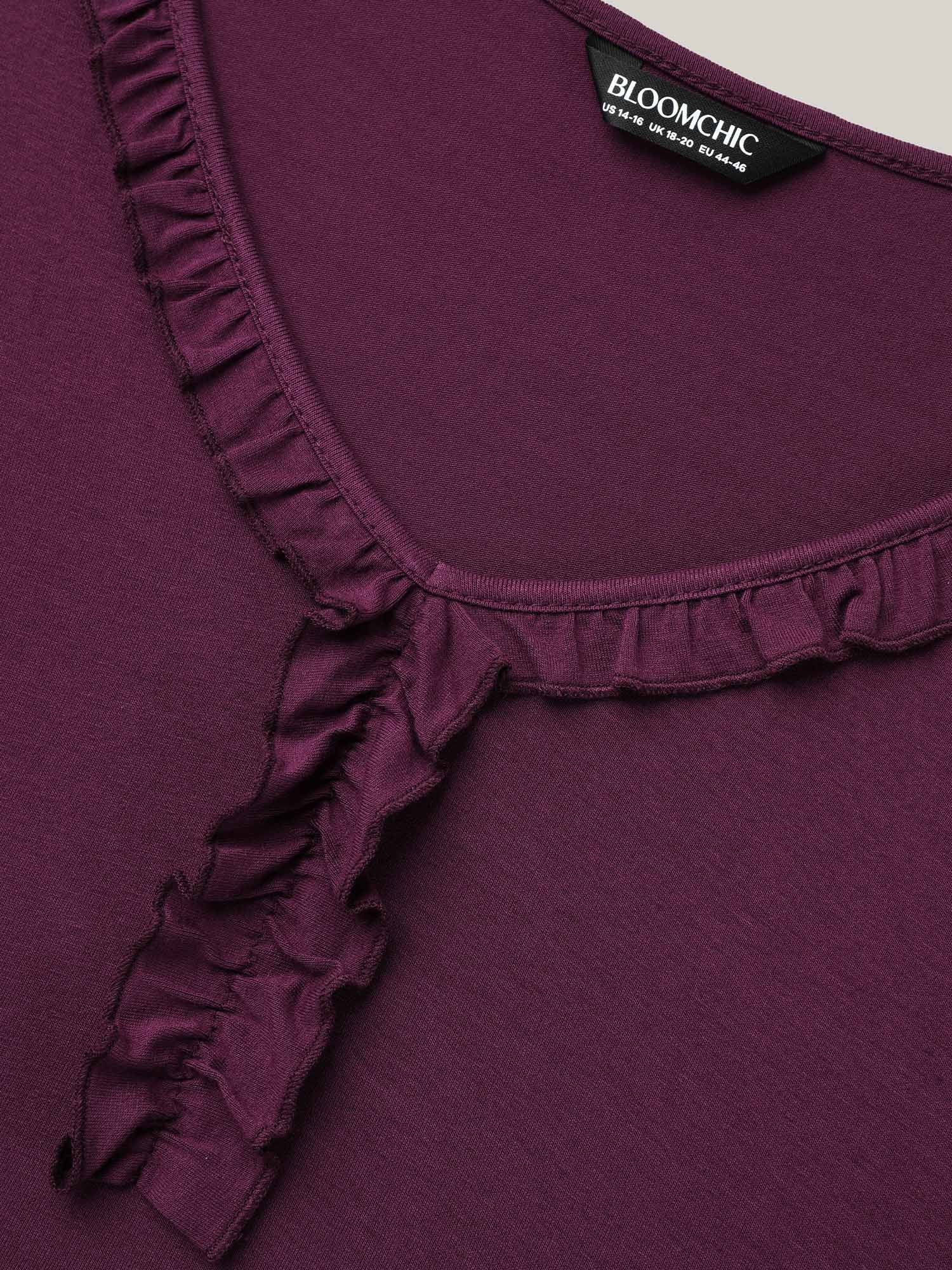 Wood-Ear Collar Ruffled Sleeve Top - Image 6