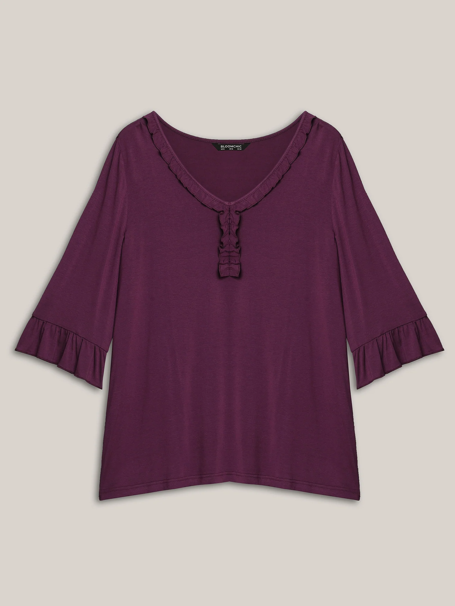 Wood-Ear Collar Ruffled Sleeve Top - Image 8