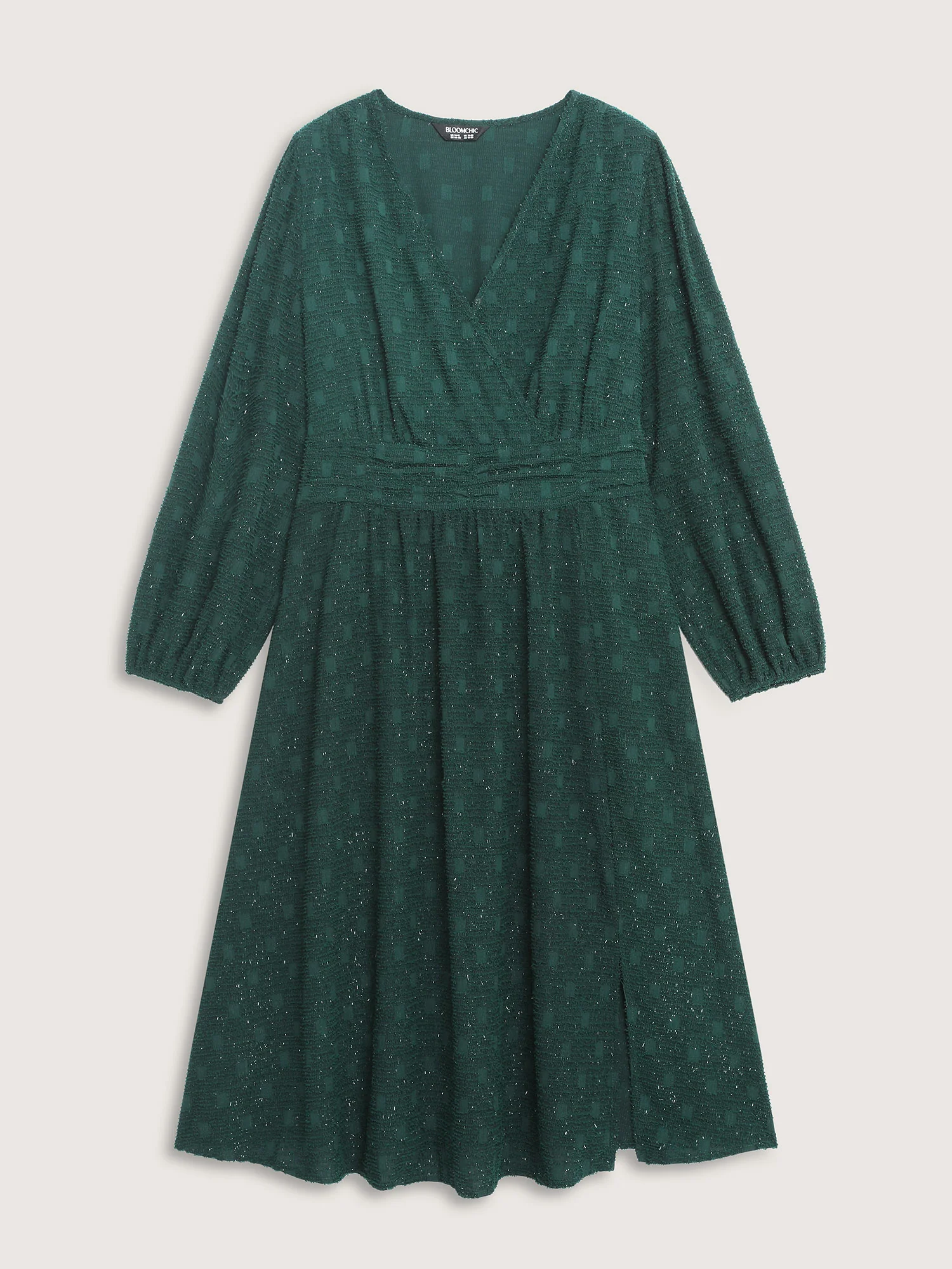 Woven Pleated Waist-Defining Wrap Midi Dress - Image 8