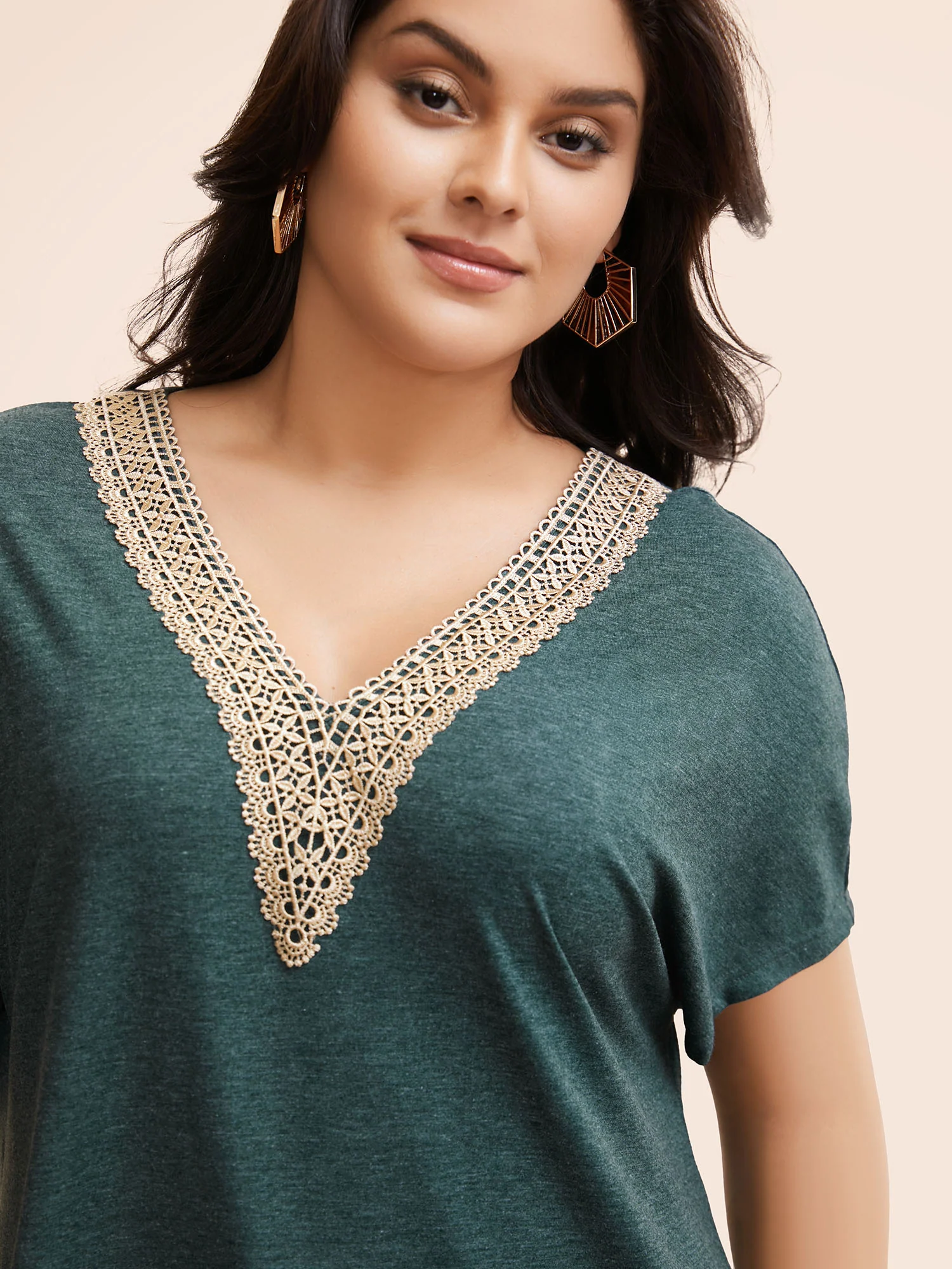 Woven Ribbon Patchwork Dolman Sleeve T-shirt - Image 4
