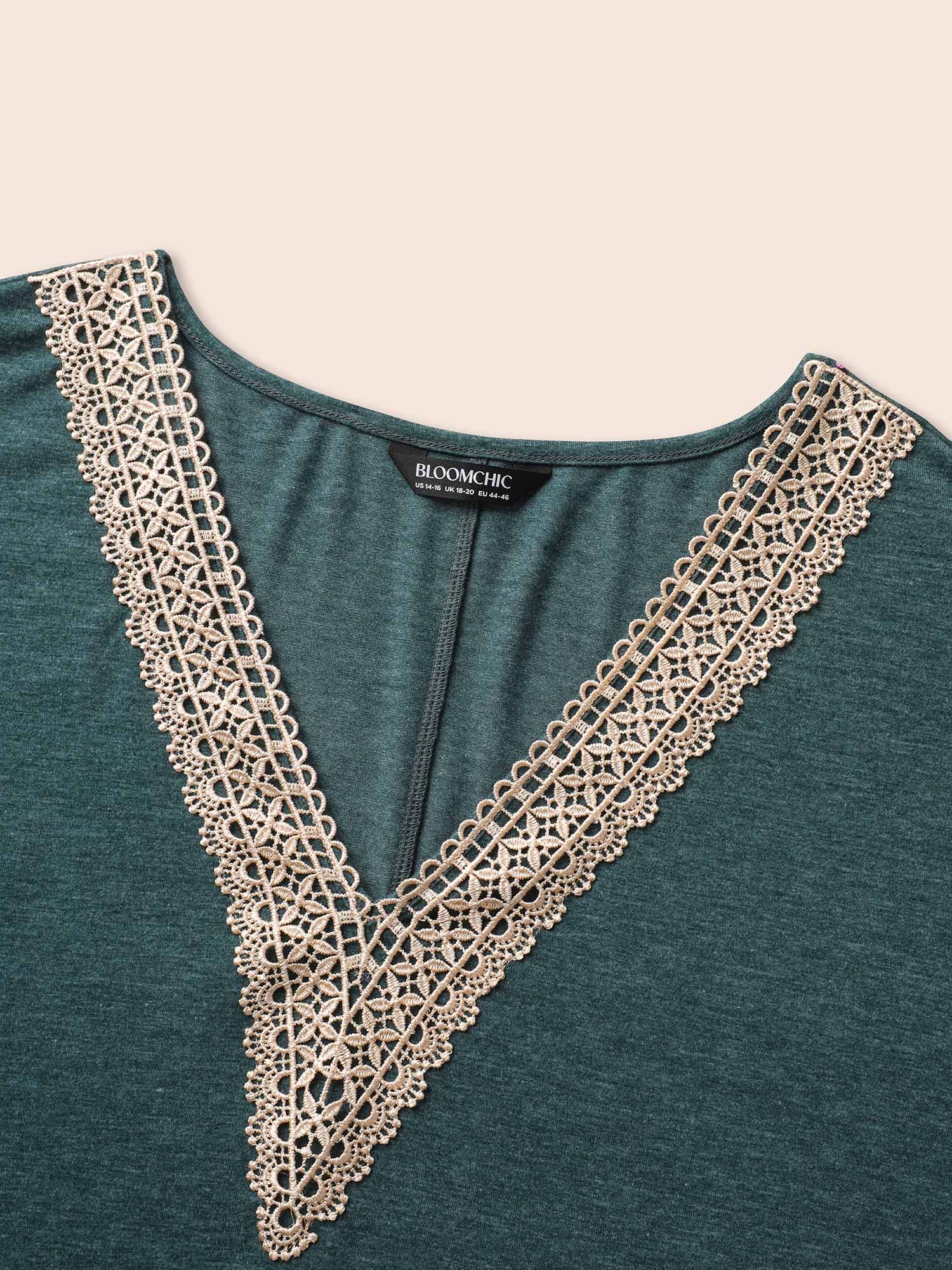 Woven Ribbon Patchwork Dolman Sleeve T-shirt - Image 5