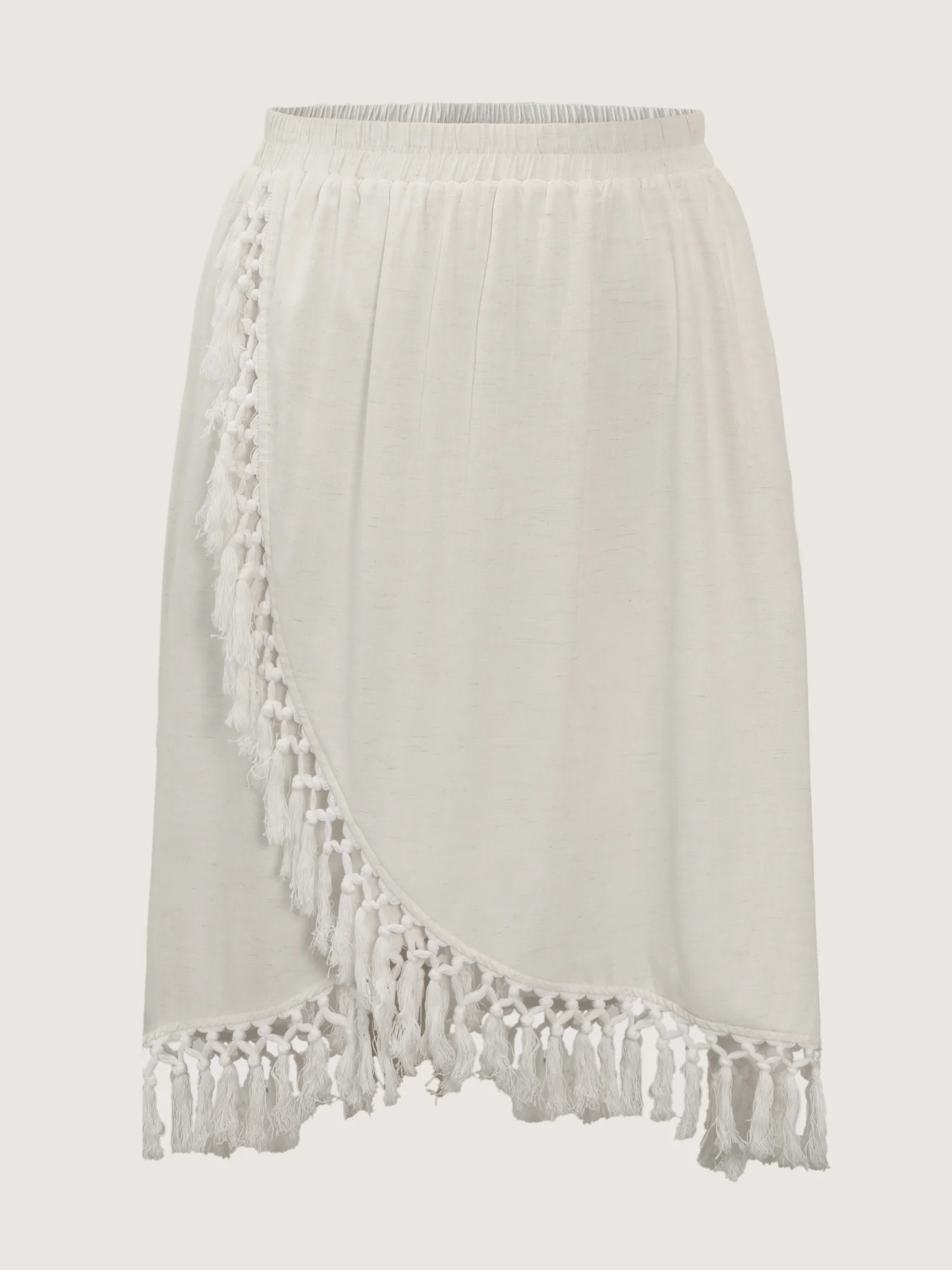 Linen Wrap Fringe Hem Maxi Skirt - Image 5
