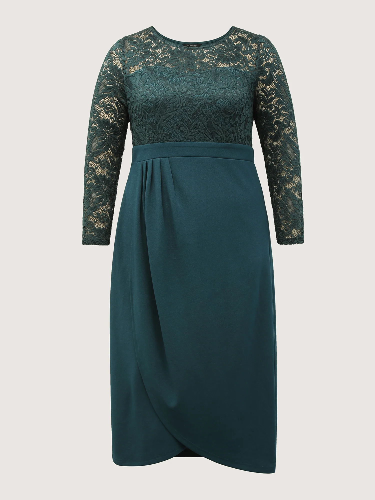 Wrap Hem Lace Sleeve Midi Dress - Image 7