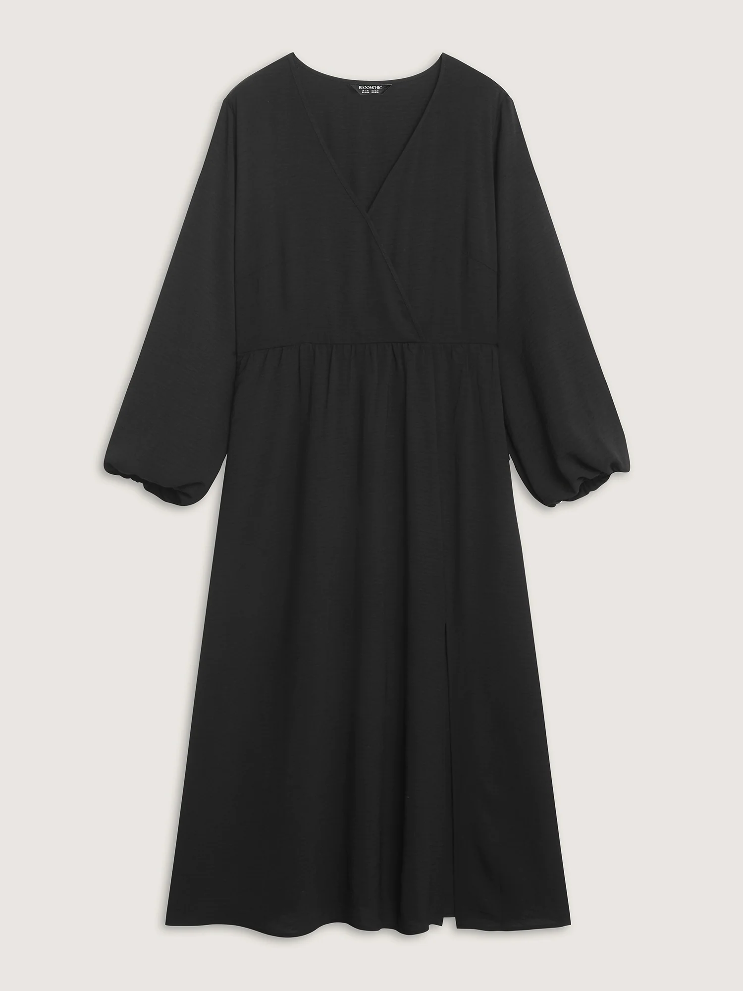 Wrap Neckline Slit Hem Flowy Maxi Dress - Image 7
