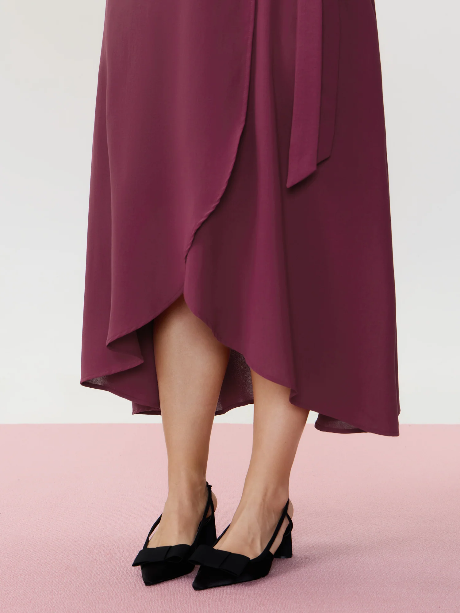Wrap Side-Tie Flowy Midi Skirt - Image 4