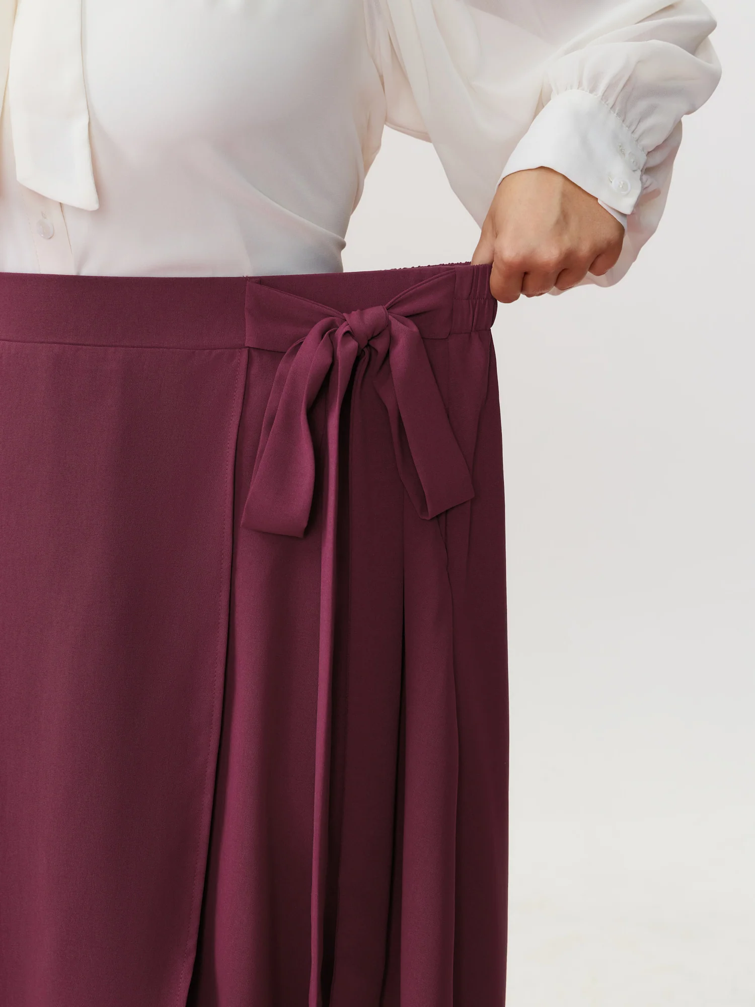 Wrap Side-Tie Flowy Midi Skirt - Image 5