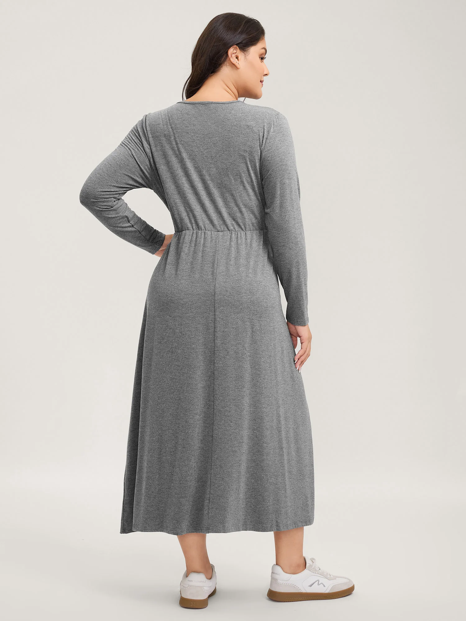 Wrap Stretchy Long Sleeve Knit Maxi Dress - Image 5