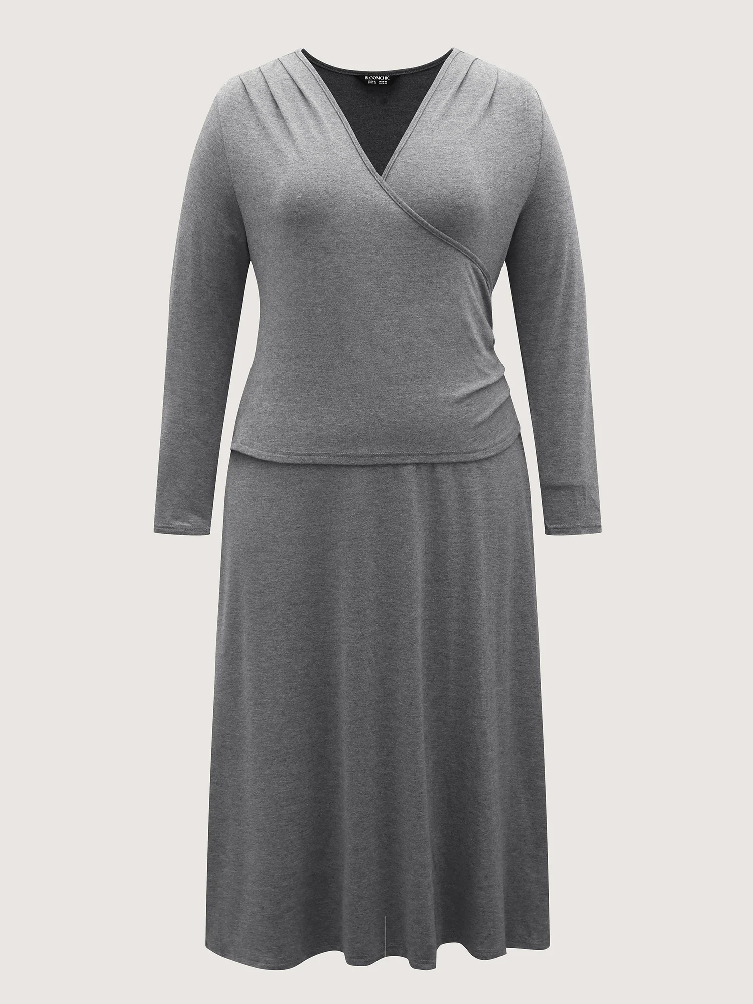 Wrap Stretchy Long Sleeve Knit Maxi Dress - Image 8