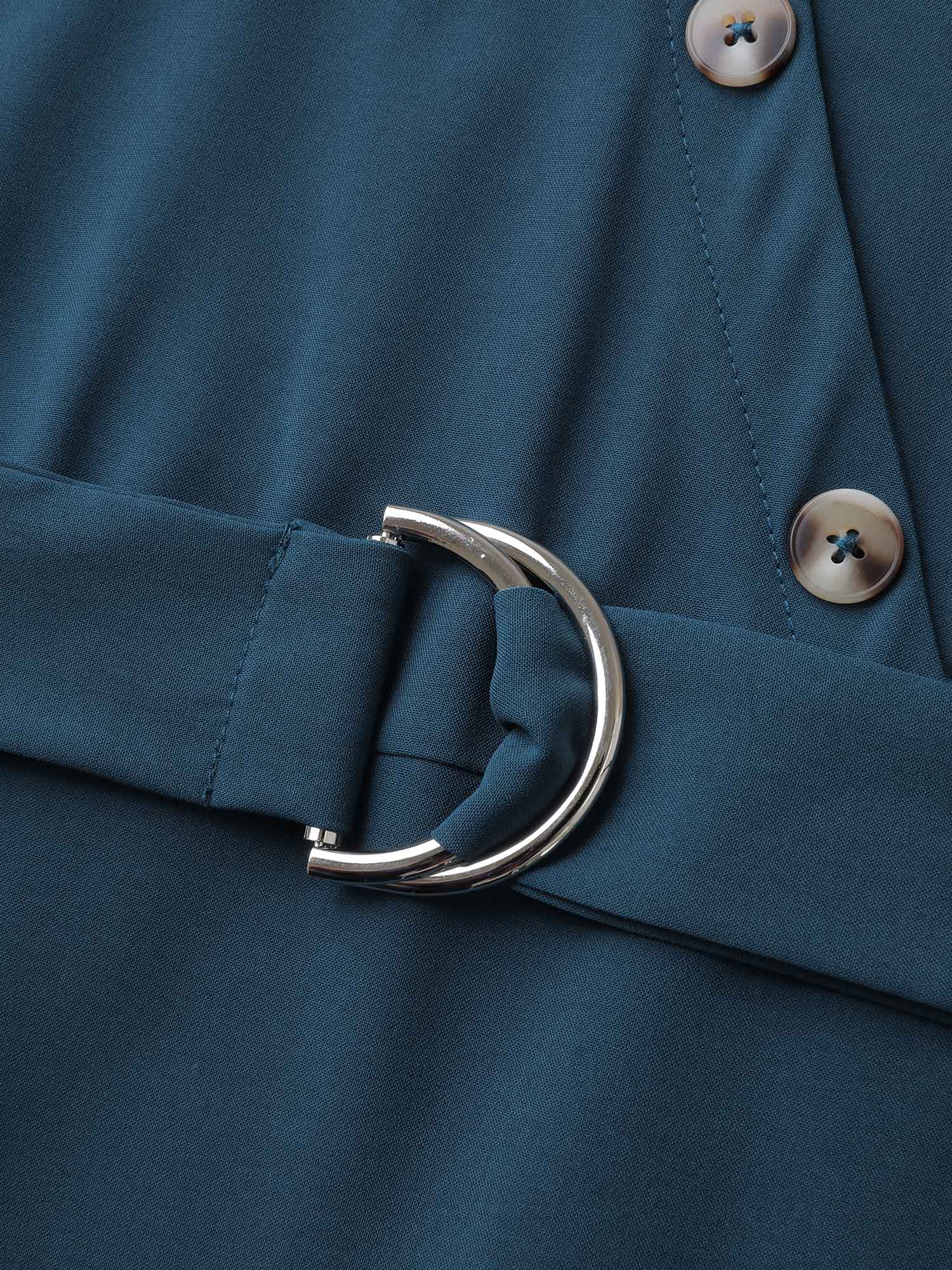 Wrap Style Button Detail Belted Midi Dress - Image 5