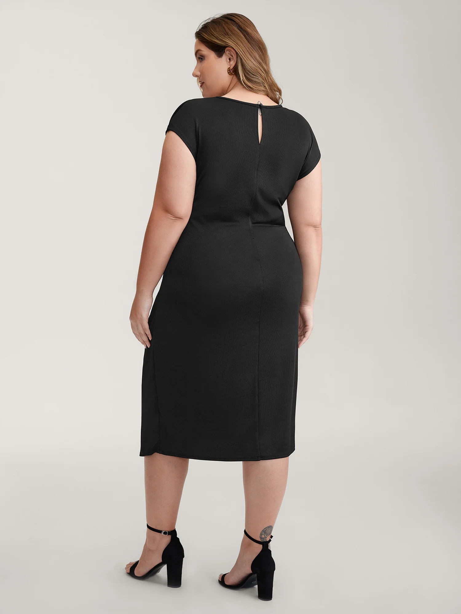 Wrap Style Metal Buckle Midi Dress - Image 4