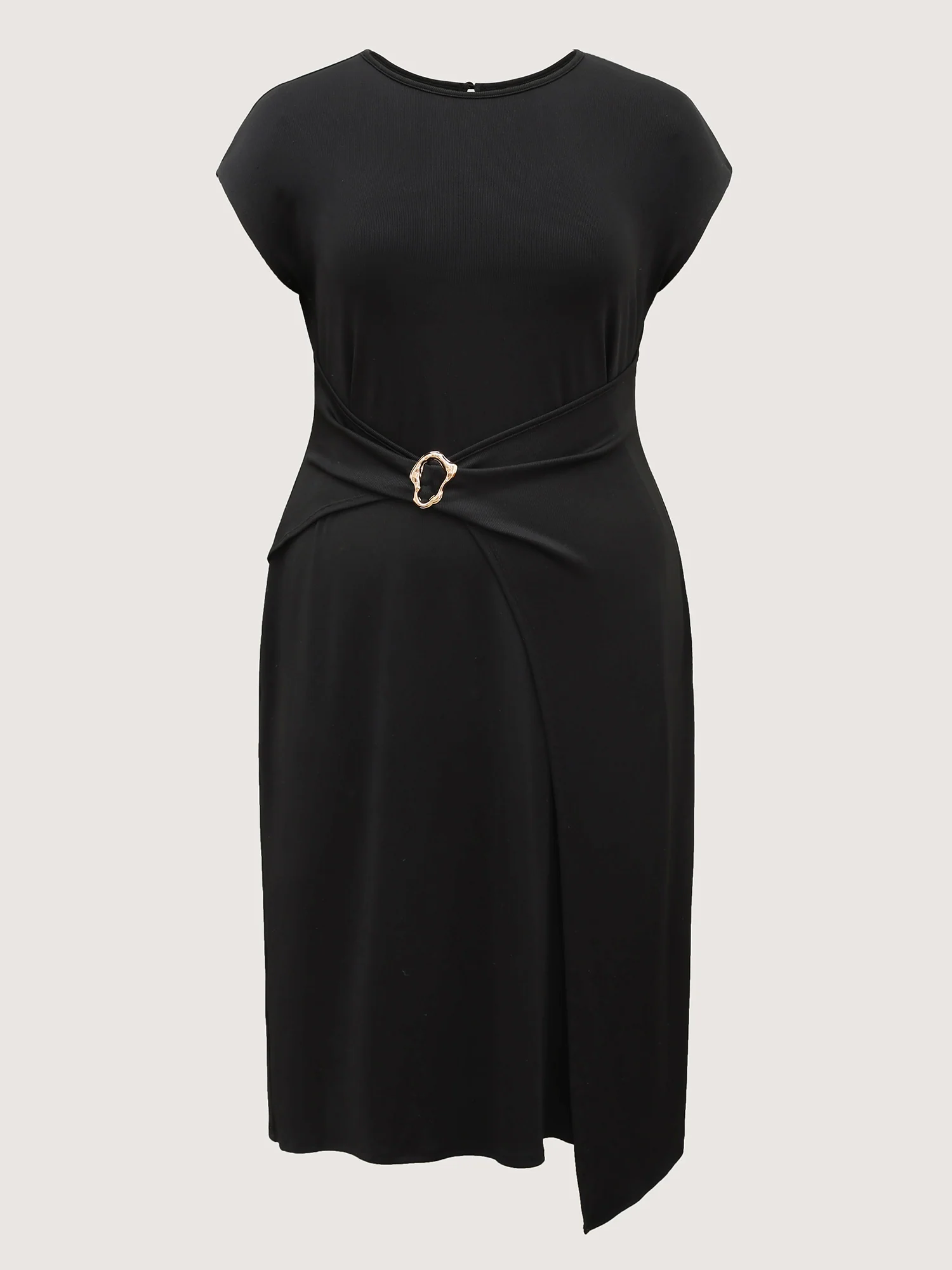 Wrap Style Metal Buckle Midi Dress - Image 7