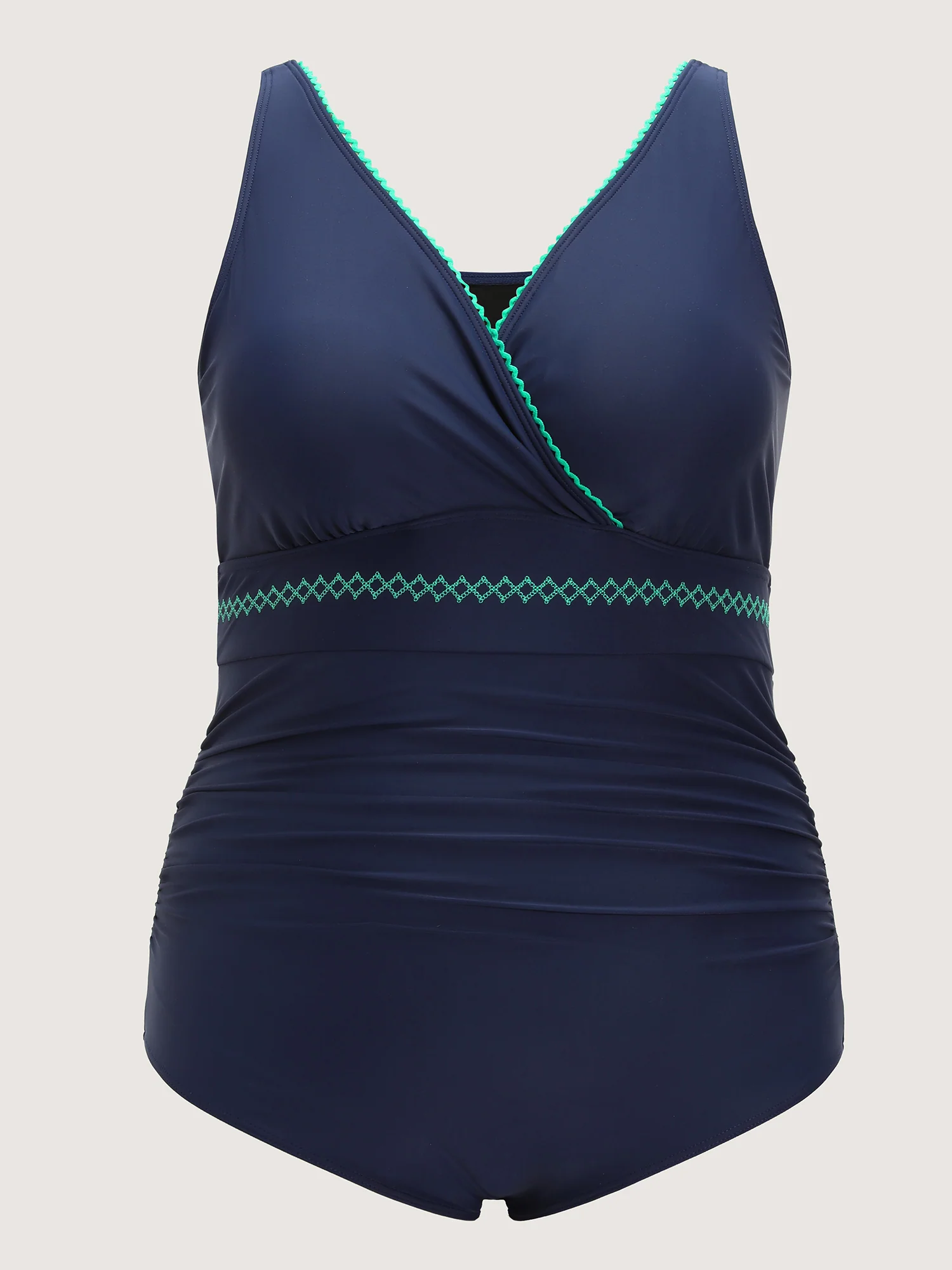 Wrap V-Neck Embroidery Edge One-Piece Swimsuit - Image 8