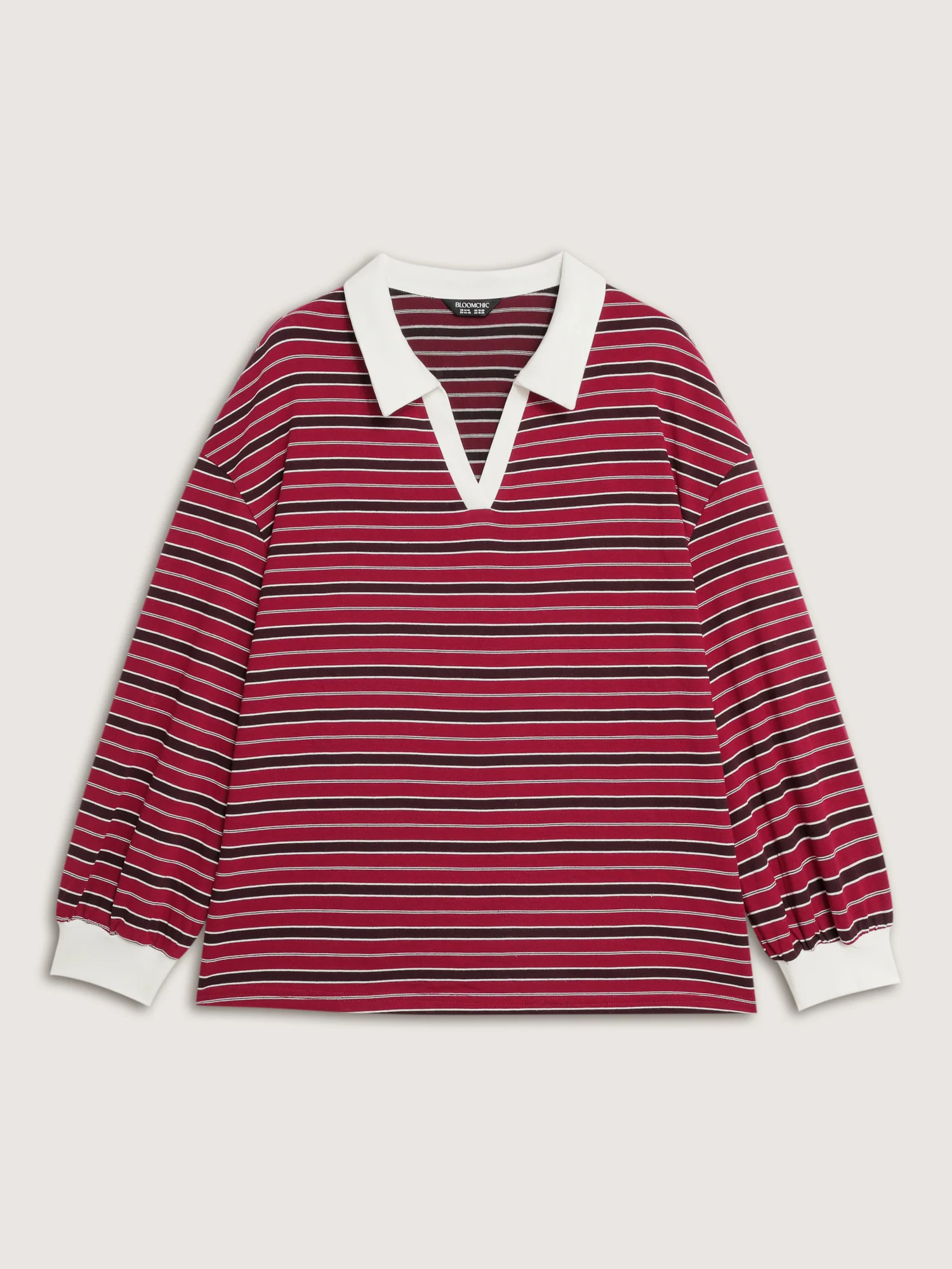 Yarn-Dyed Stretchy Stripes Collar Sweatshirt - Image 7
