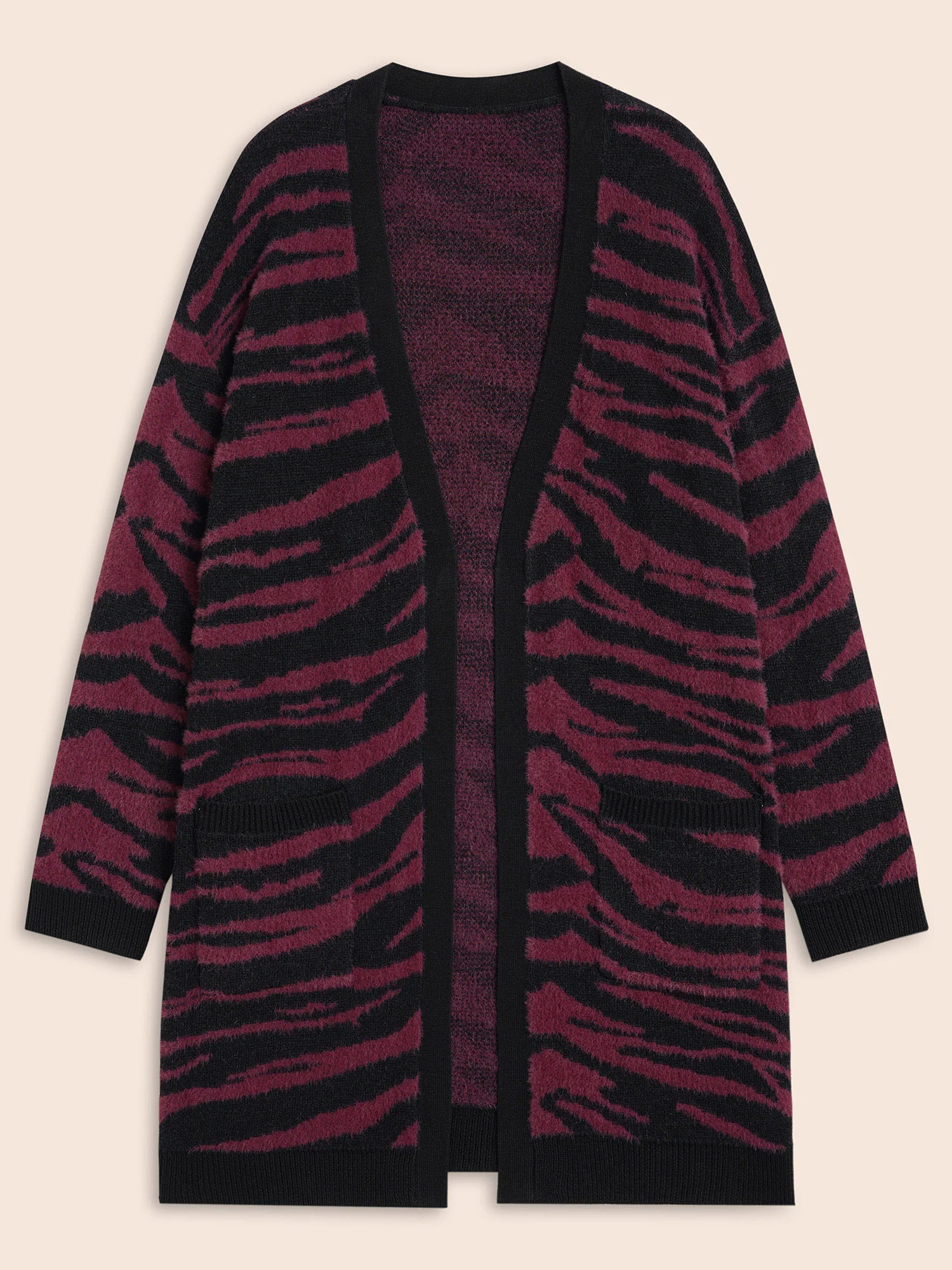 Zebra Print Fluffy Patch Pocket Cardigan - Image 8