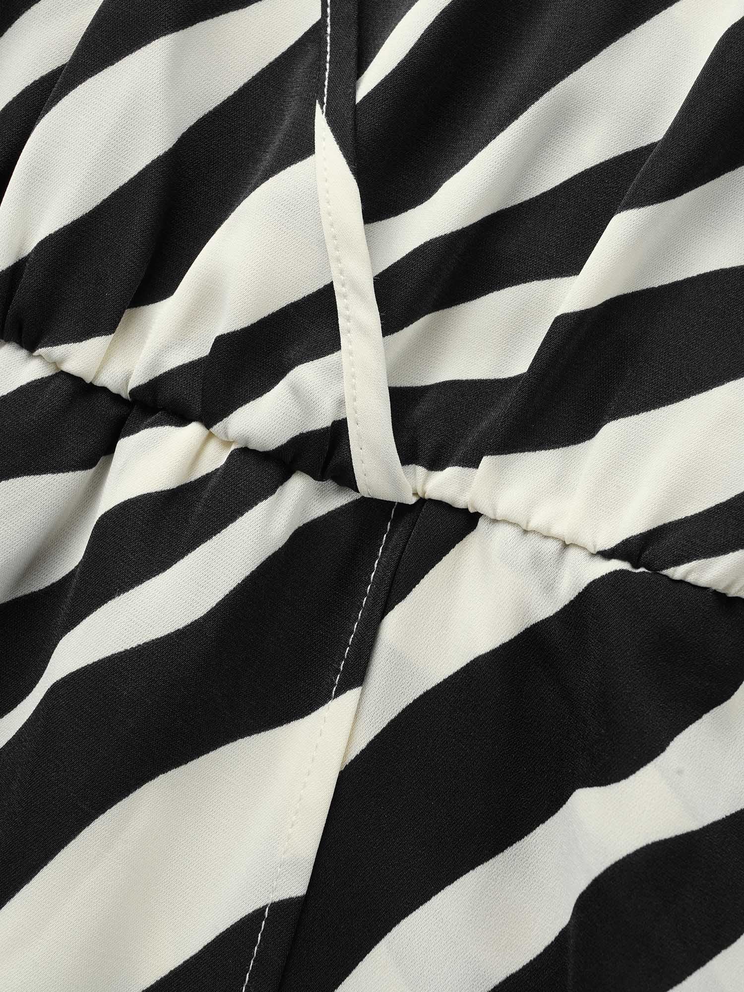 Zebra Print Overlap Collar Split Hem Dress - Image 5