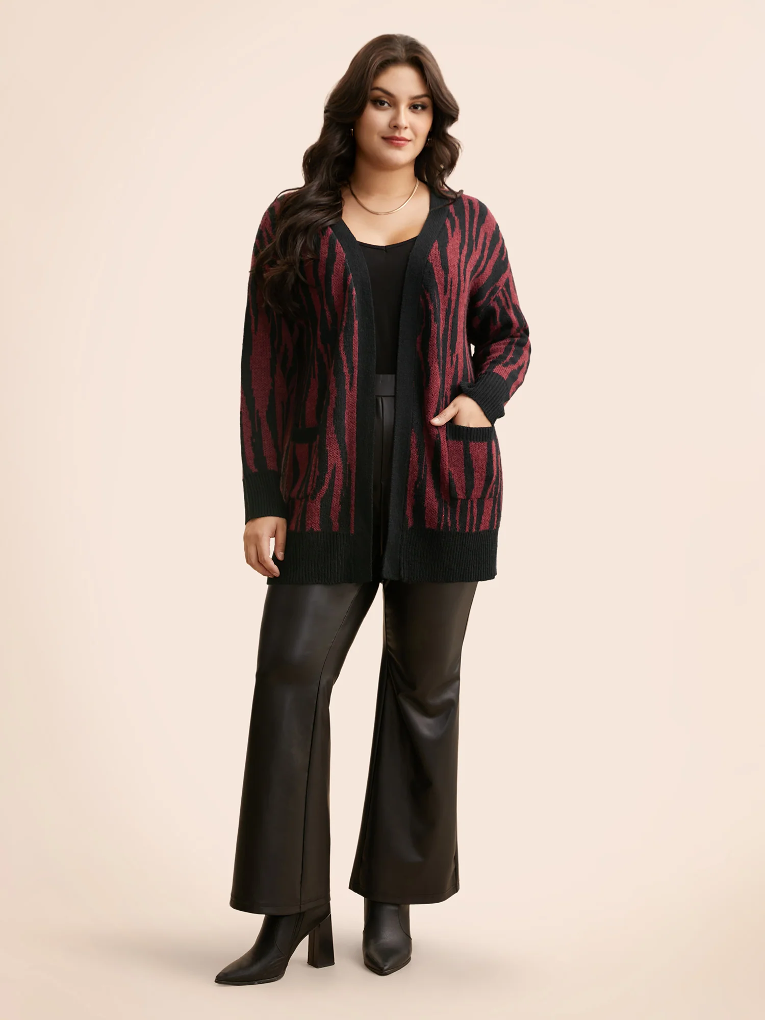 Zebra Print Patched Pocket Cardigan - Image 3