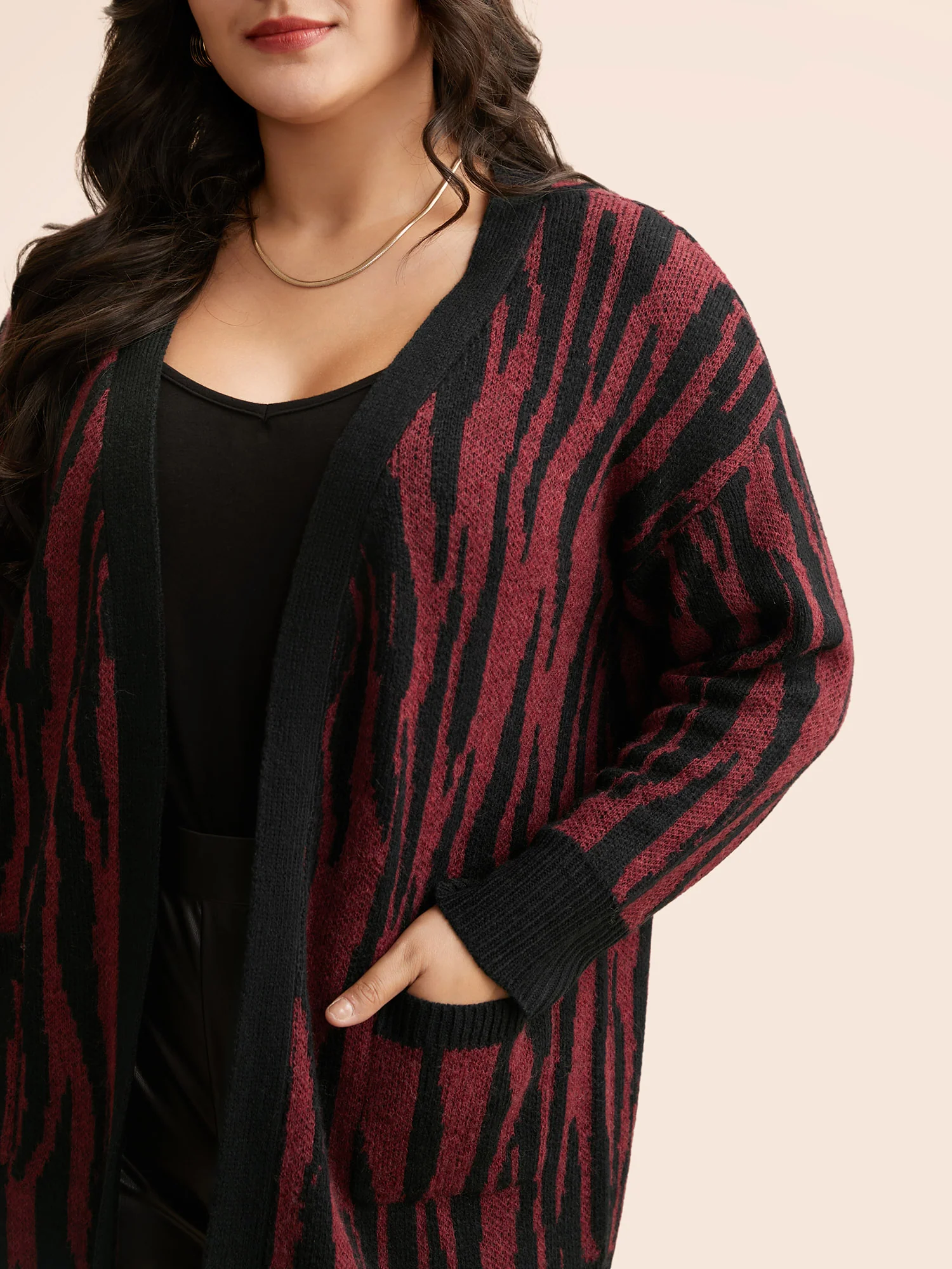 Zebra Print Patched Pocket Cardigan - Image 4