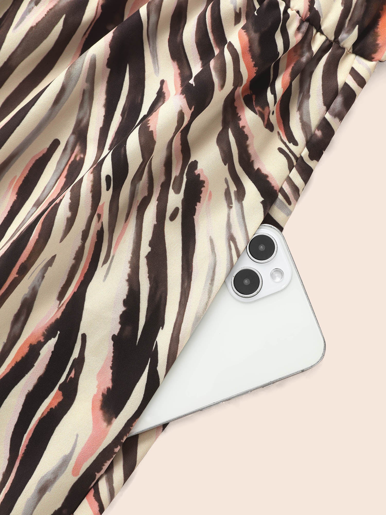 Zebra Print Shirt Collar Belted Dress - Image 6