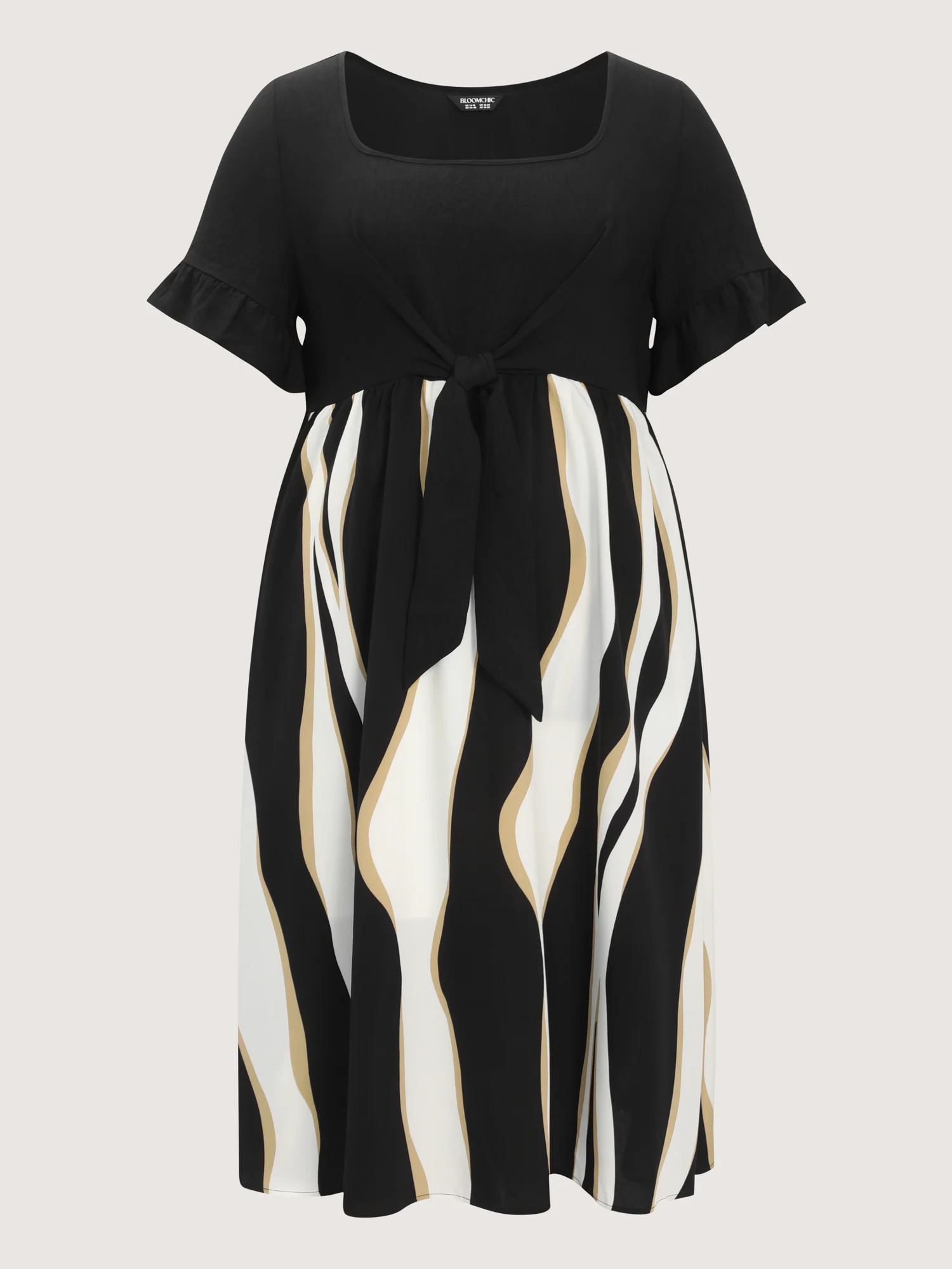Zebra Stripe Print Contrast Midi Dress - Image 7