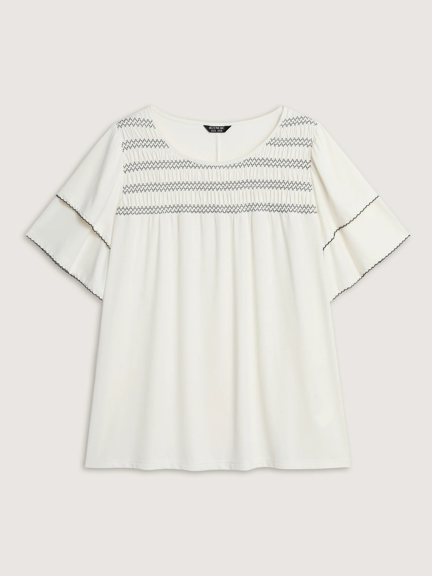 Zigzag Lace Trim Layered Sleeve T-Shirt - Image 7