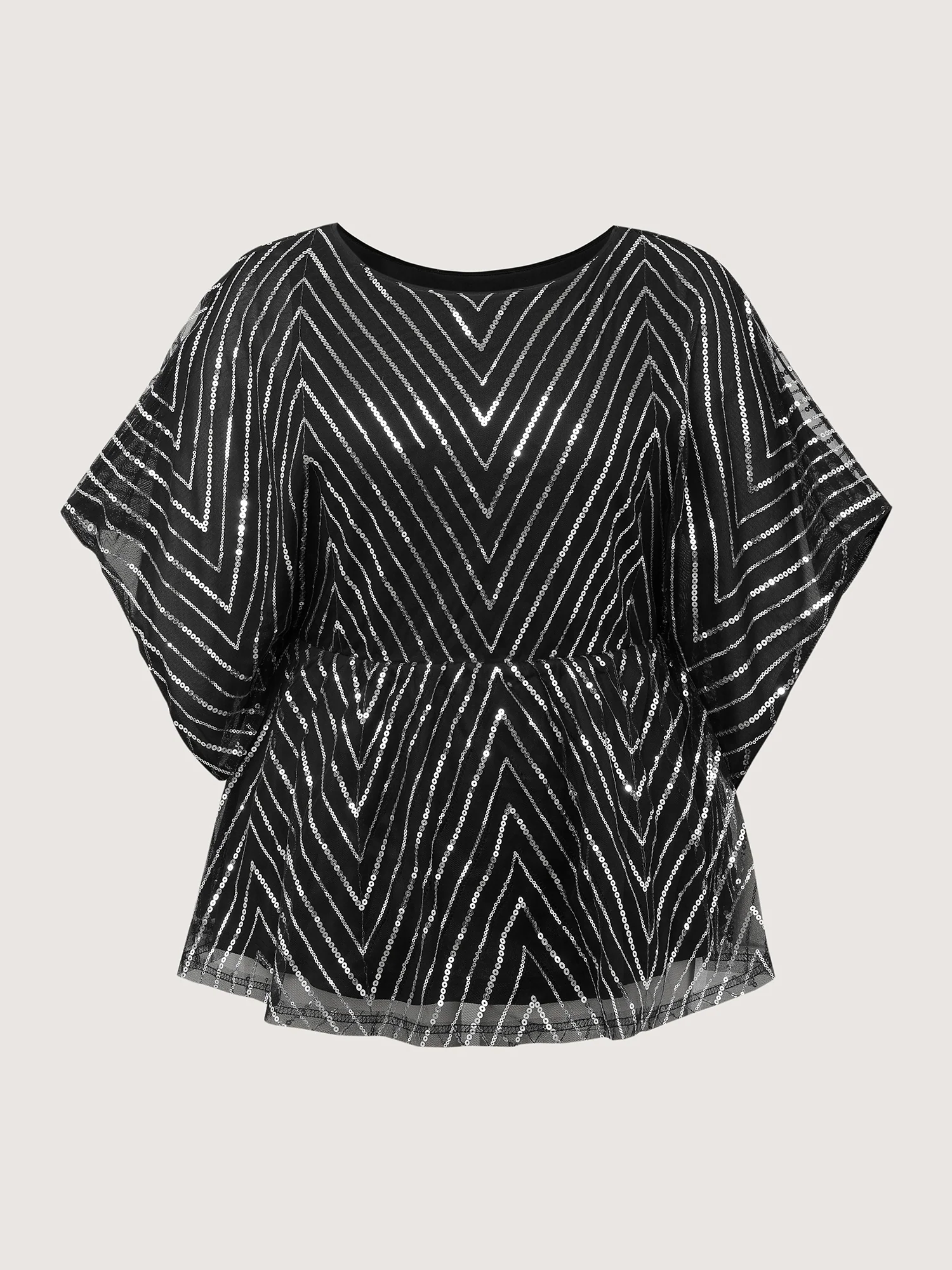 Zigzag Sequin Stretchy Waist Blouse - Image 6