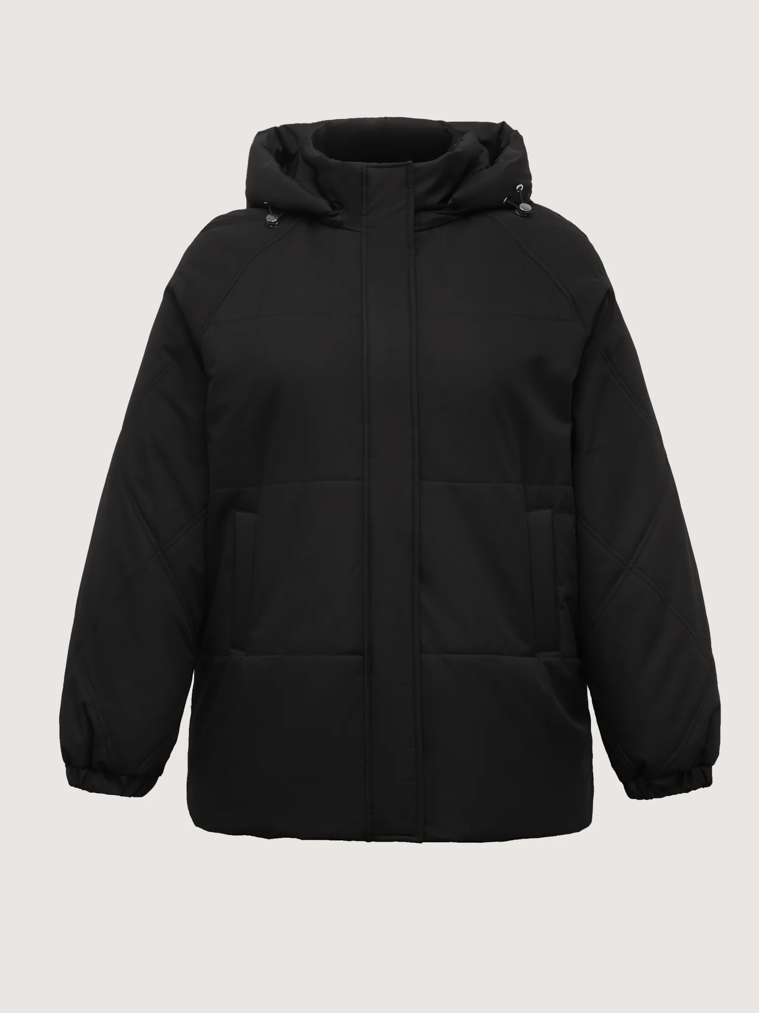 Zipper Button Pockets Quilted Jacket - Image 10