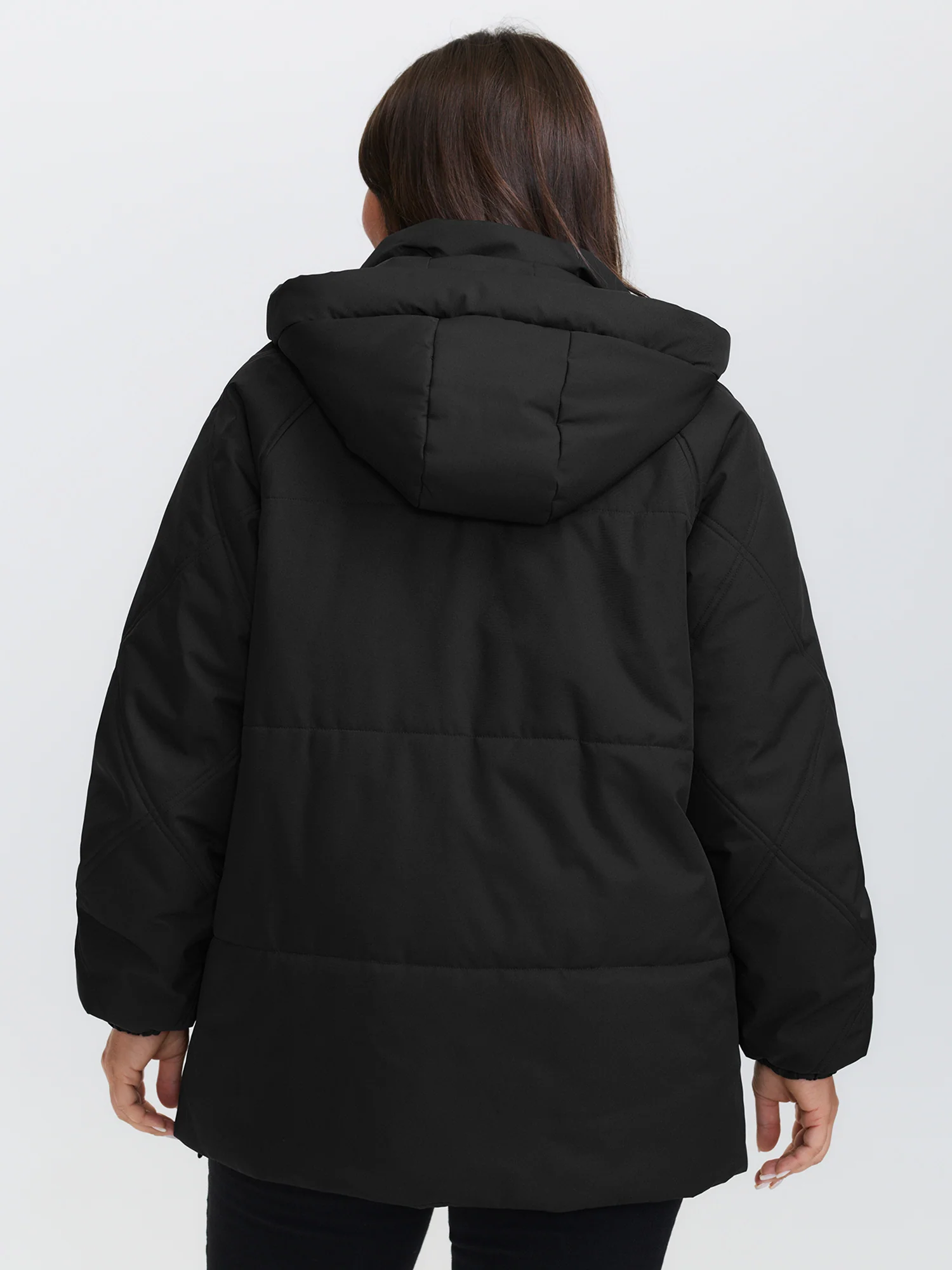 Zipper Button Pockets Quilted Jacket - Image 6