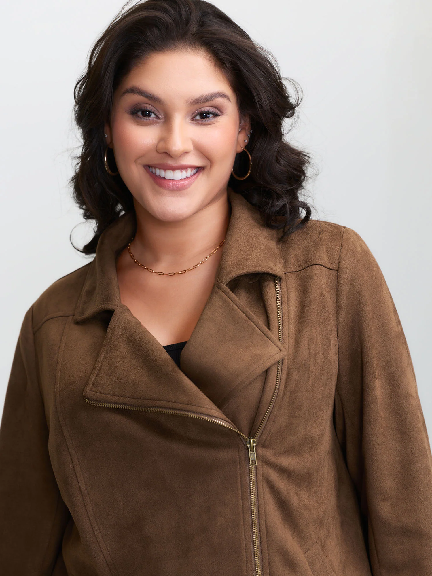 Zipper Detail Lapel Collar Jacket - Image 2