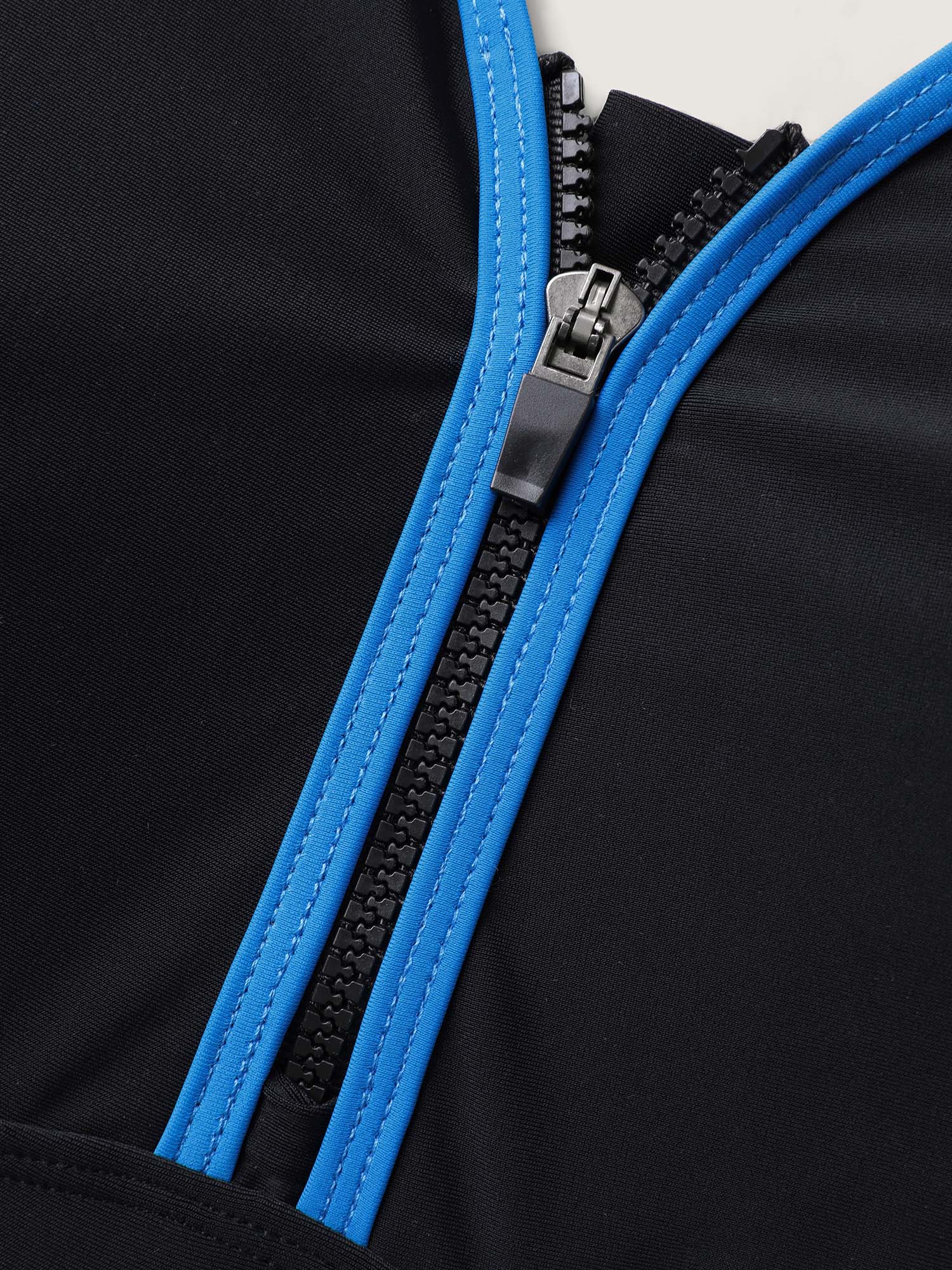 Zipper Front Color Contrast Swim Dress - Image 8