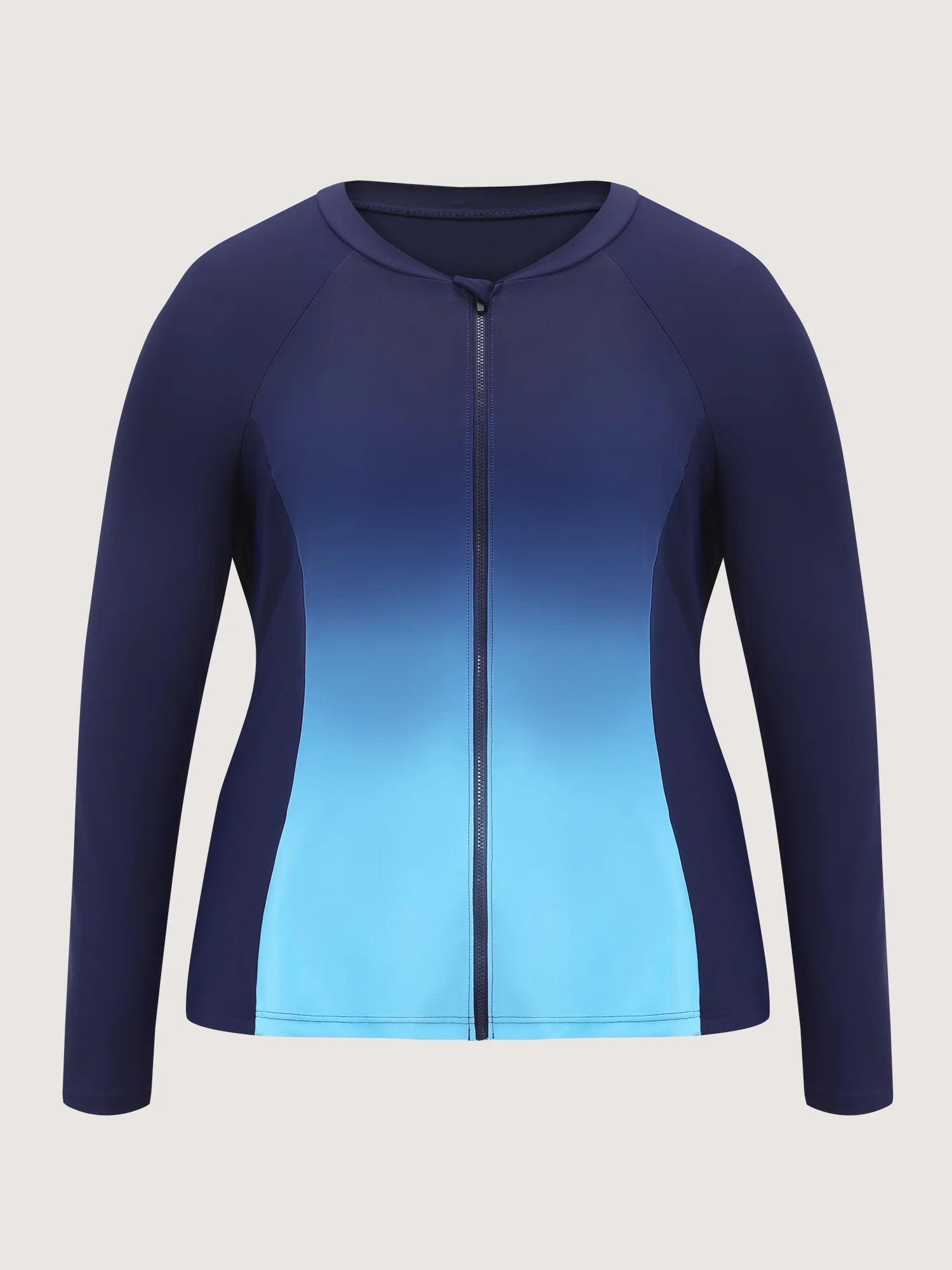 Zipper Front Color Gradient Pockets Swim Top - Image 8