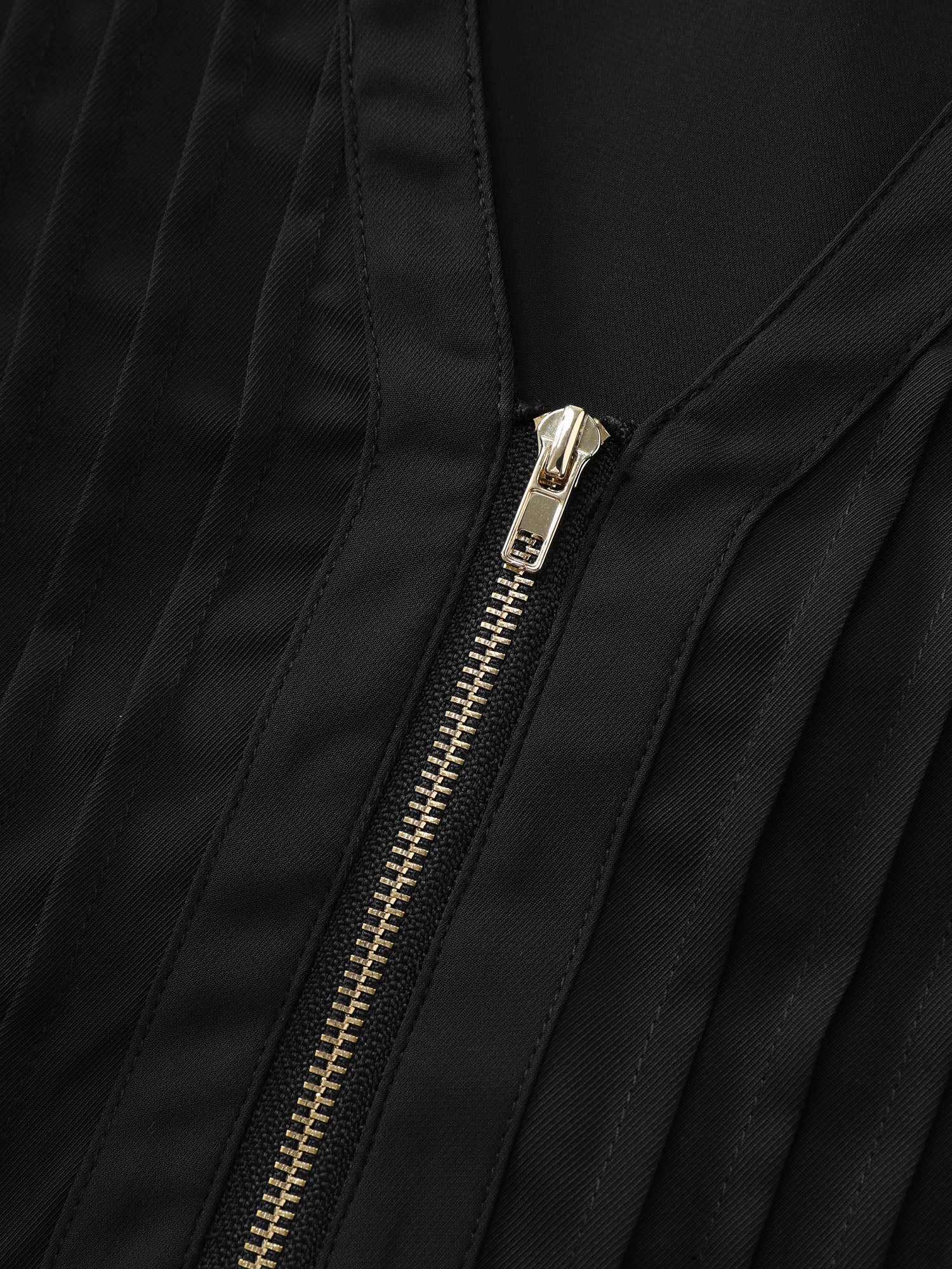Zipper Front Pleated Flowy Blouse - Image 6
