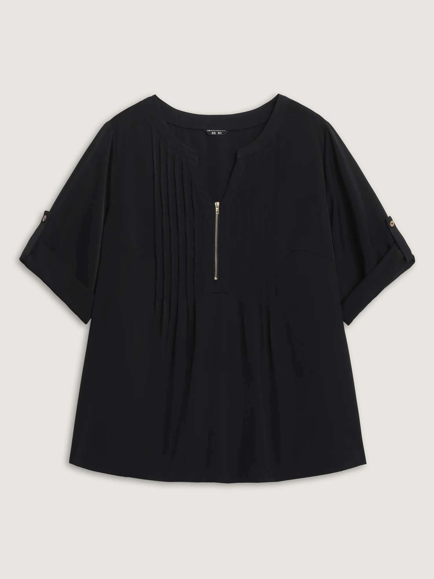 Zipper Front Pleated Flowy Blouse - Image 7