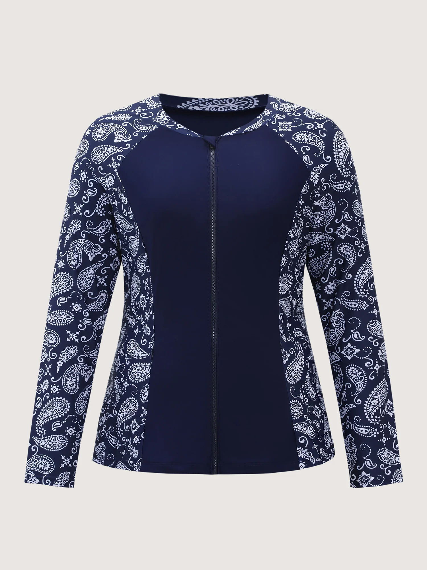 Zipper Front Pocket Contrast Swim Top - Image 7