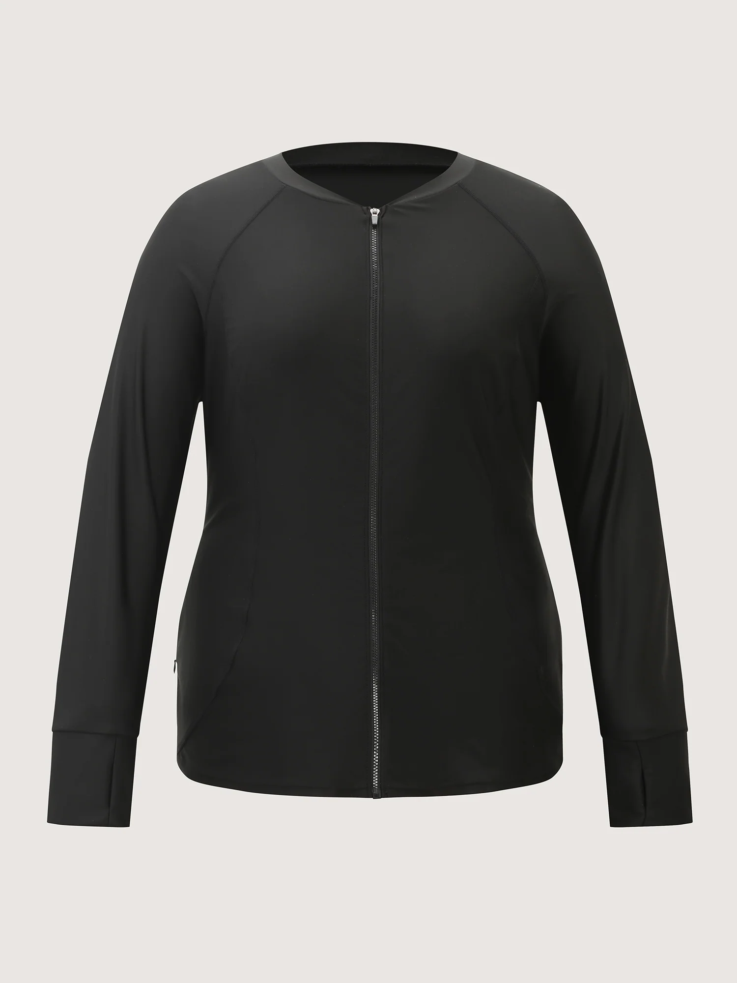 Zipper-Front Pockets Raglan Sleeve Swim Top - Image 8