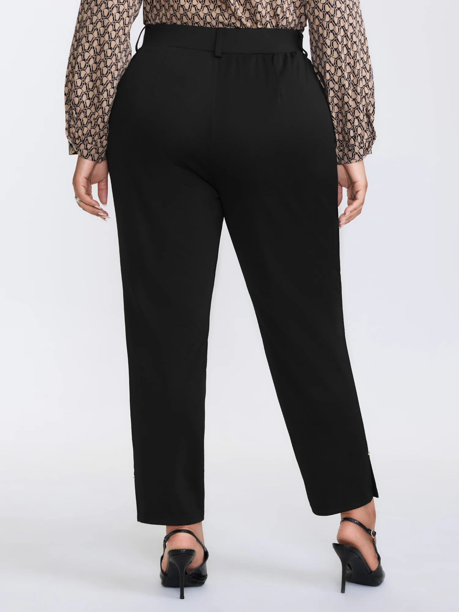 Zipper Front Pockets Straight-Leg Pants - Image 6