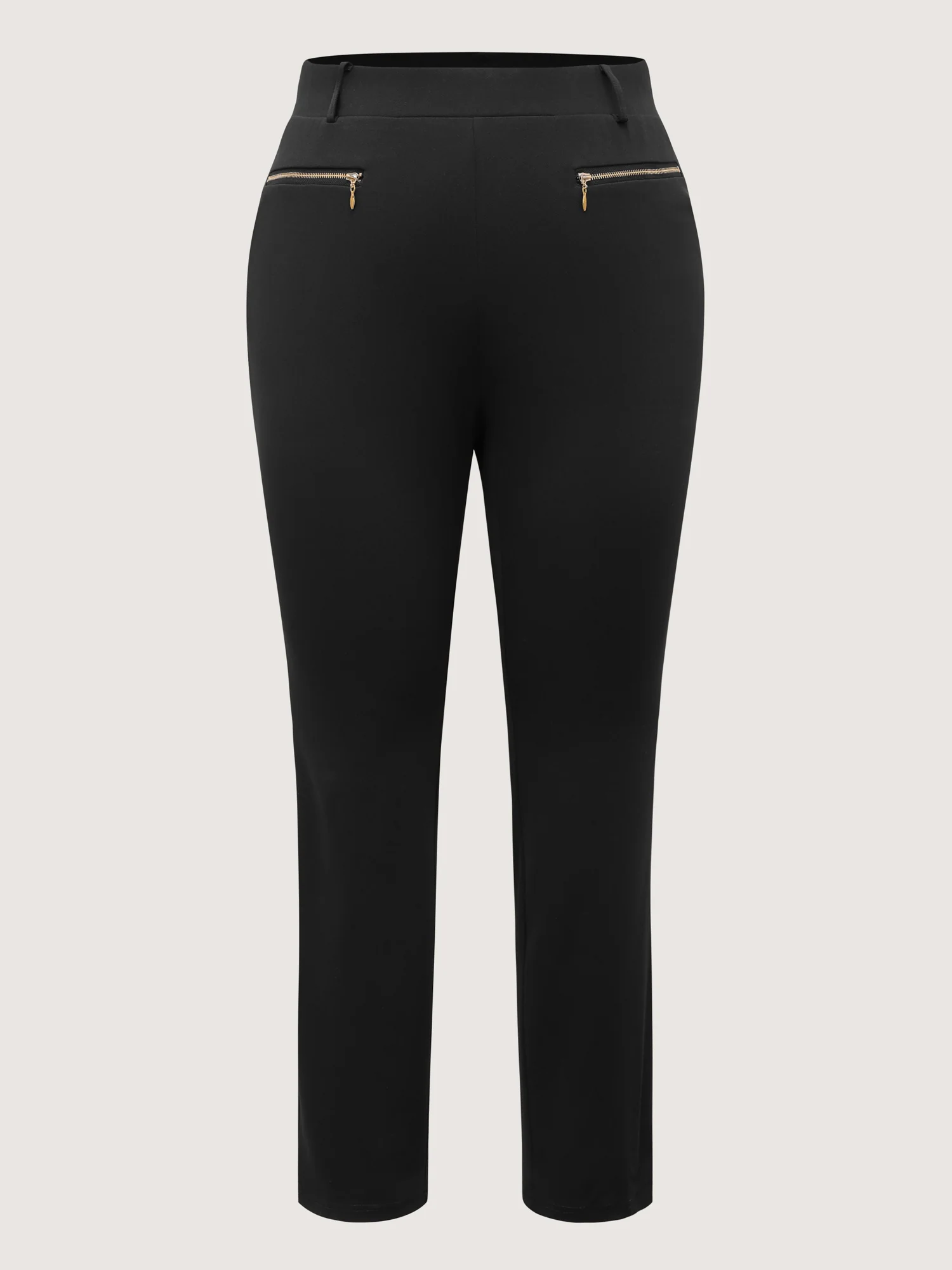 Zipper Front Pockets Straight-Leg Pants - Image 8
