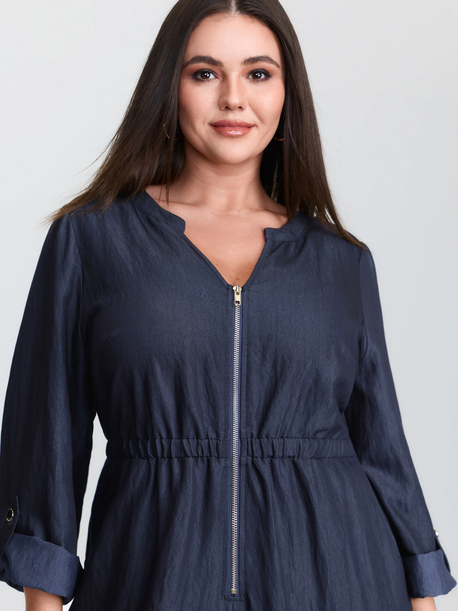 Zipper Front Tab Sleeve Jumpsuit - Image 2