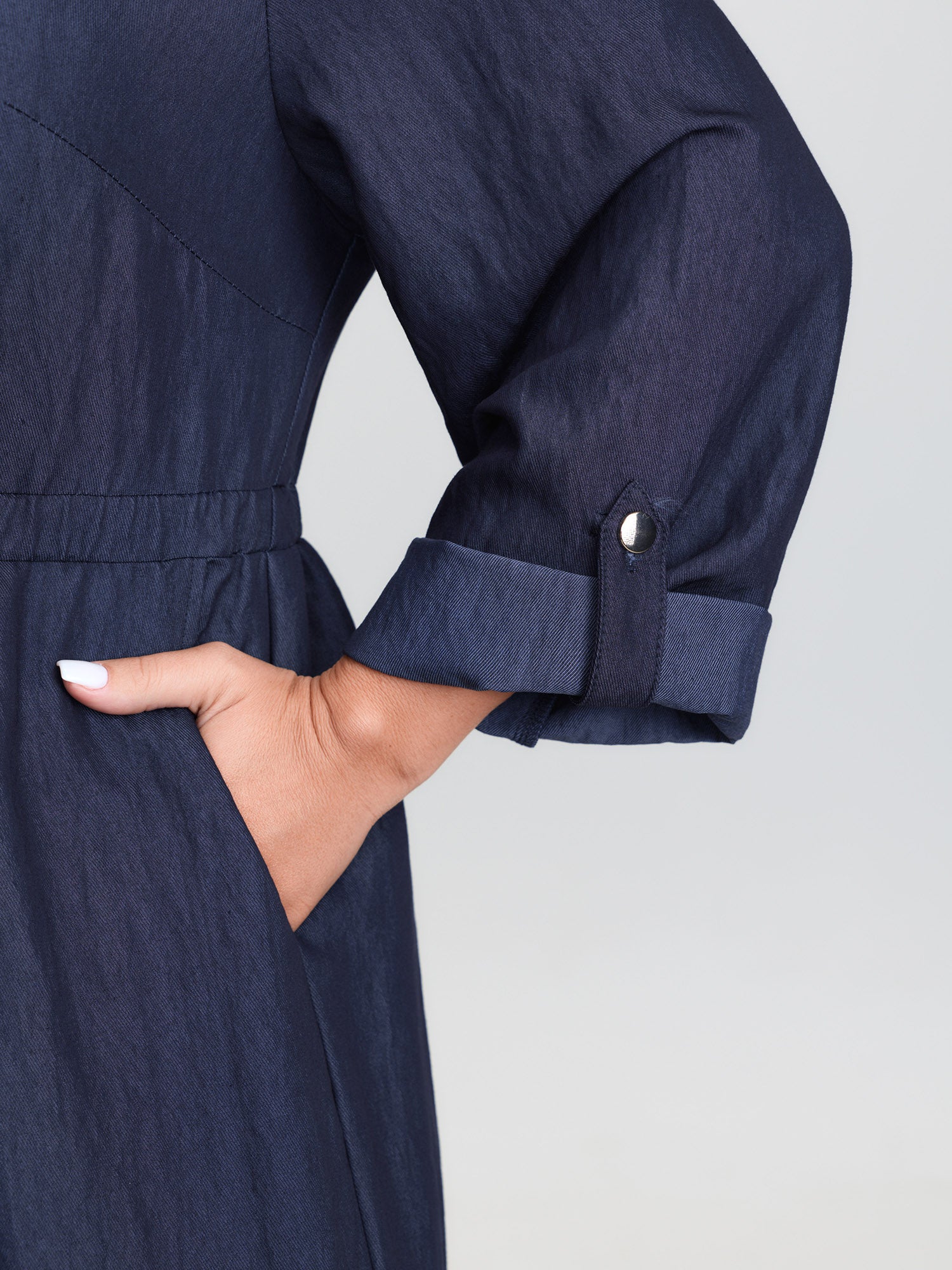 Zipper Front Tab Sleeve Jumpsuit - Image 3