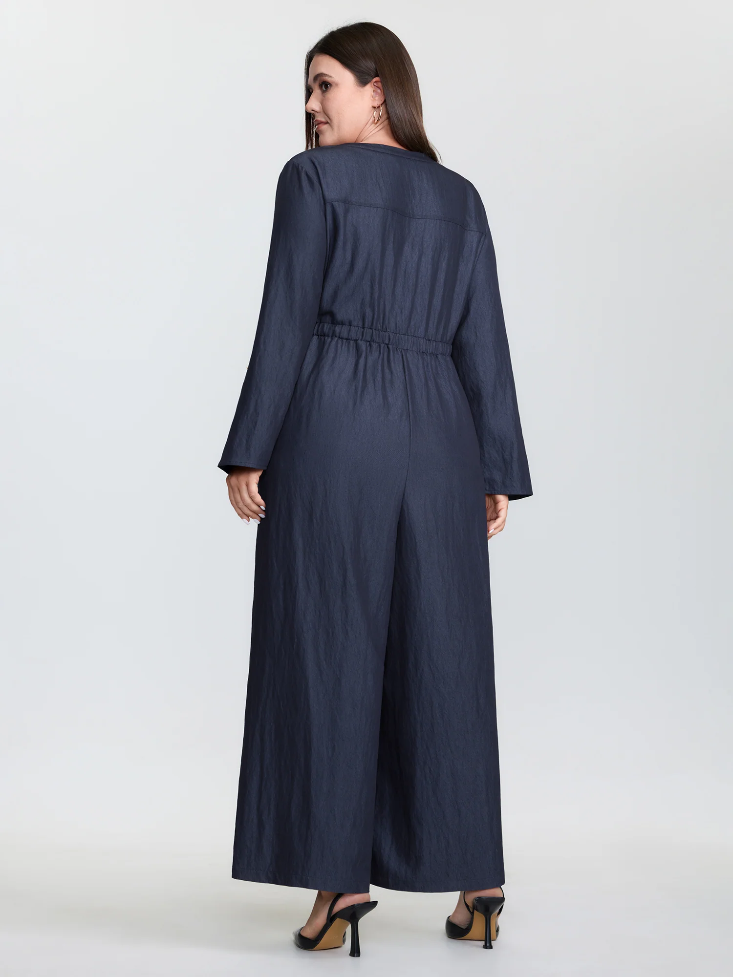 Zipper Front Tab Sleeve Jumpsuit - Image 5