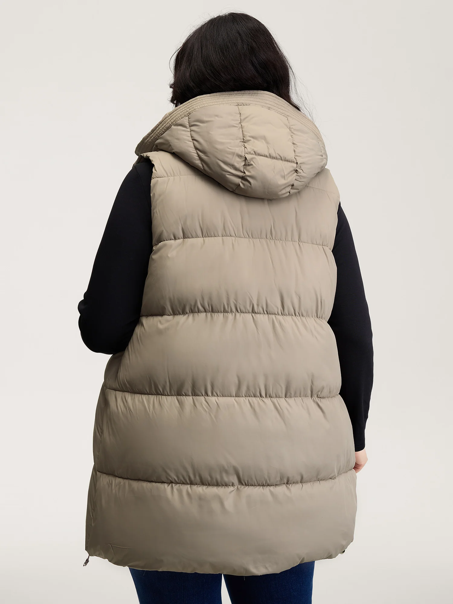 Zipper High Neck Hooded Quilted Jacket - Image 6