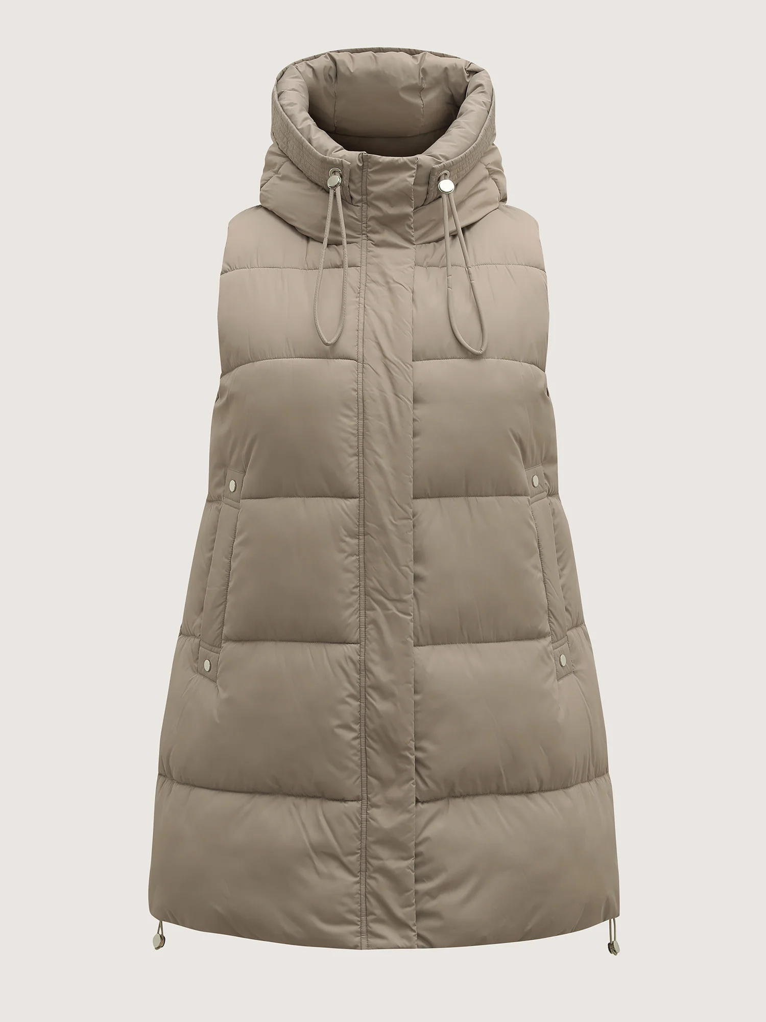 Zipper High Neck Hooded Quilted Jacket - Image 7