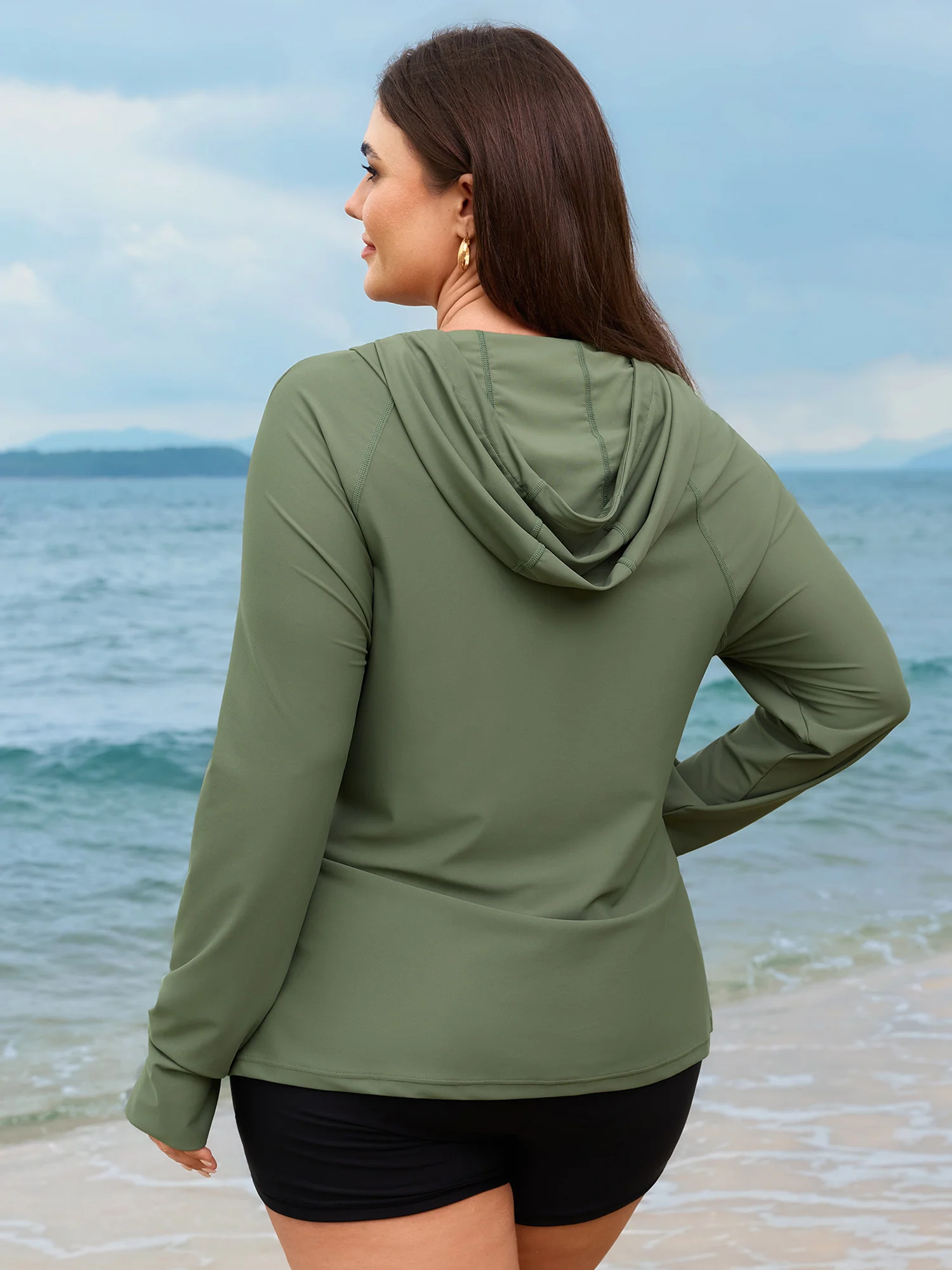 Zipper Hooded UPF 50+ Long Sleeve Swim Top - Image 6